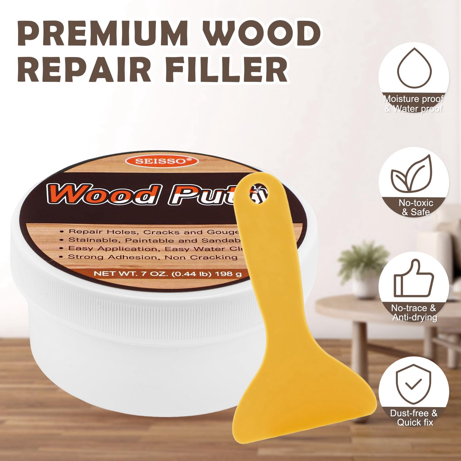 Wood Putty Gray Wood Filler Paintable (7 Ounce)