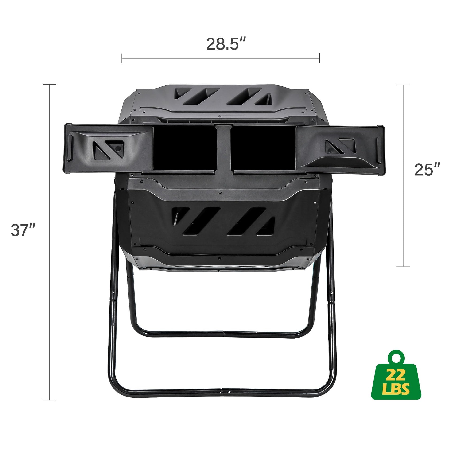 43 Gallon Compost Tumbler Bin Composter Dual Chamber BPA Free Compost Bin Outdoor Rotating Garden Yard Waste Bins