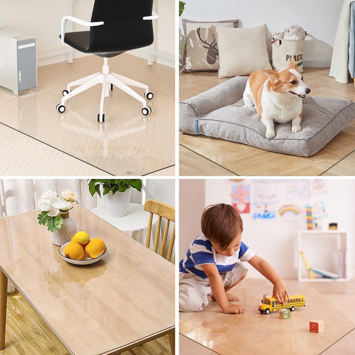 Tempered Glass] 36" x 55" Glass Office Chair Mat for Carpet