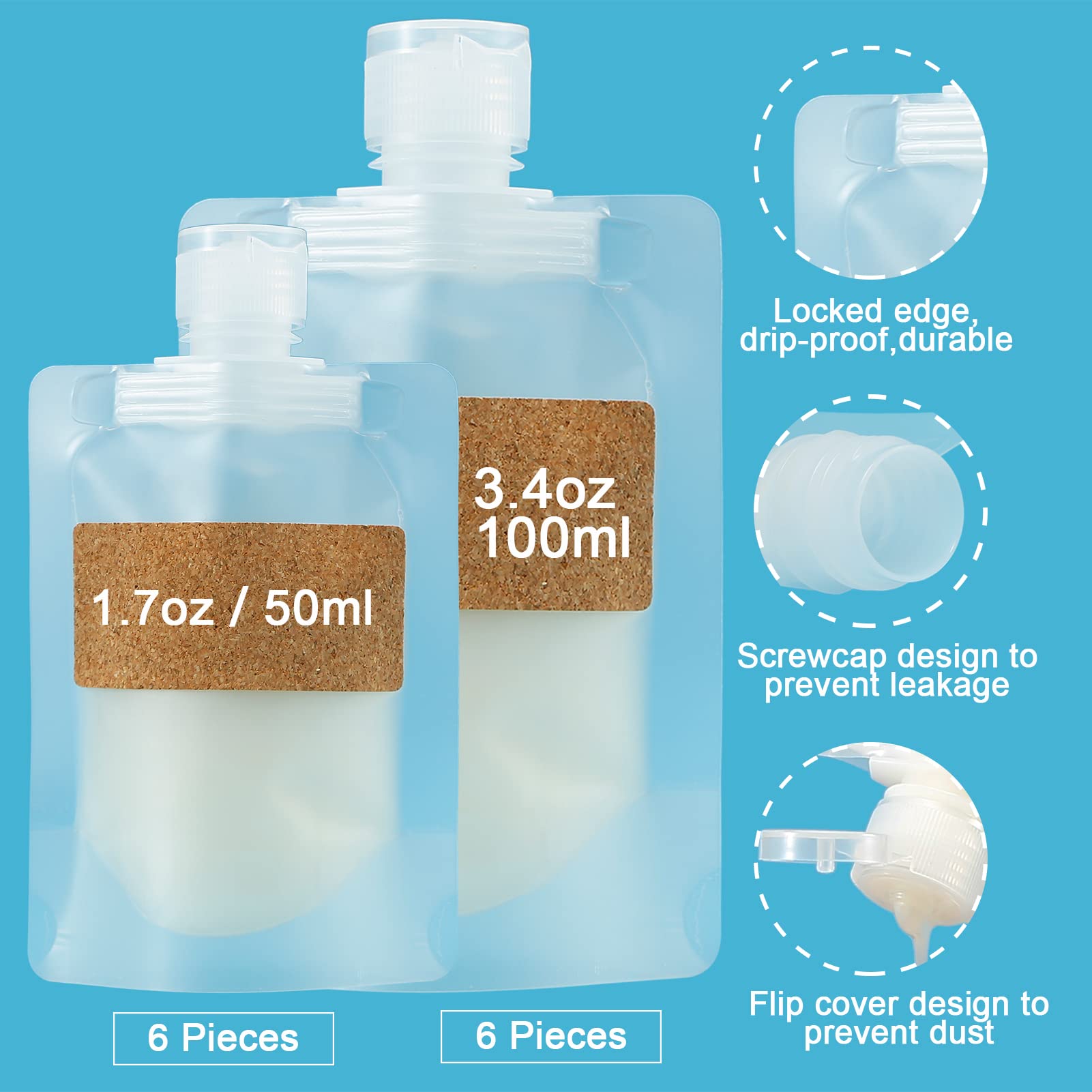 12 Pieces Travel Pouches for Toiletries (12 Count)