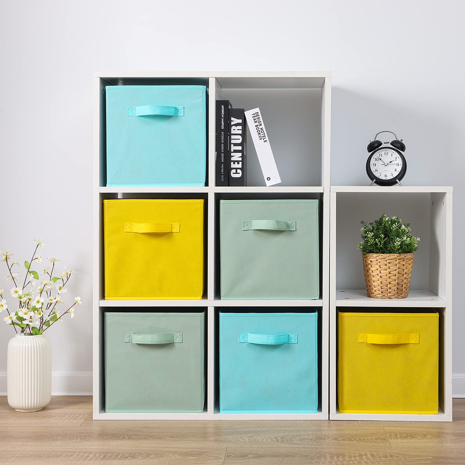 13x13x13 Inch Fabric Storage Bins 6 Pack Fun Colored Storage Cubes with Handles Foldable Cube Baskets for Home