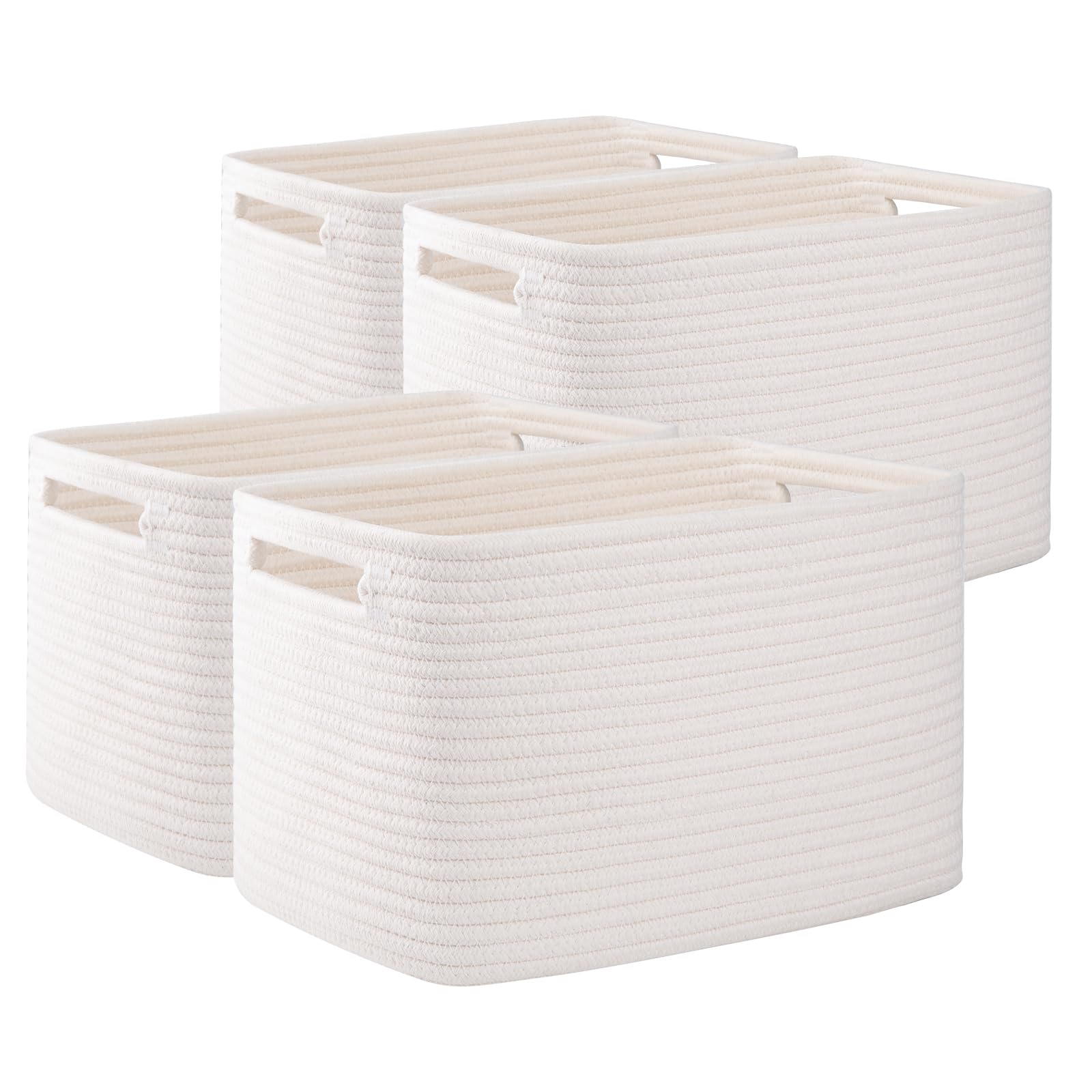 4 Pack Storage Baskets for Organizing 15L Cube Storage Bins White (4 Count)