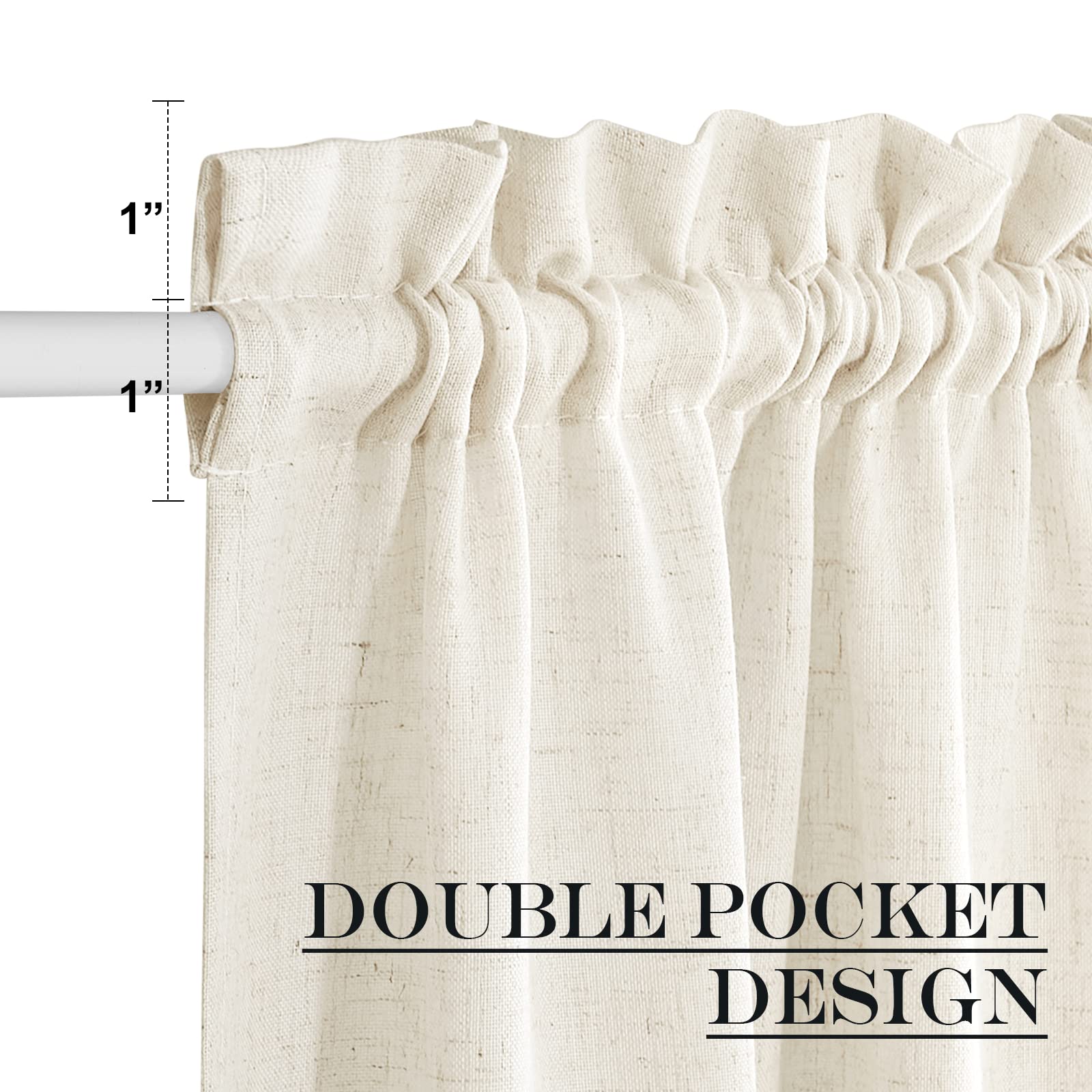 Natural French Sheer Door Curtains 80 inches Long for Privacy