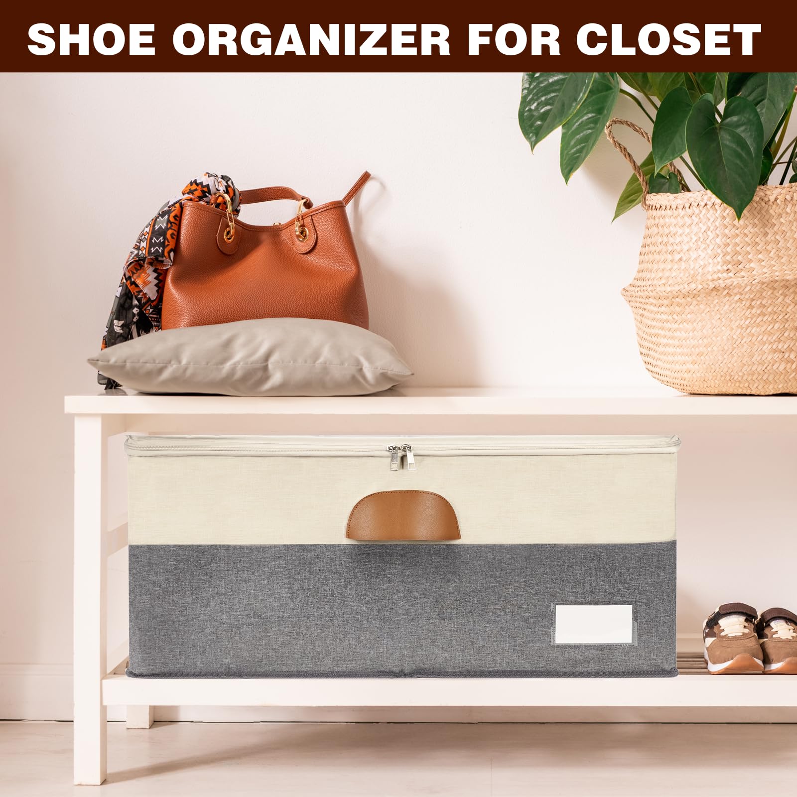1 Pack Shoe Organizer for Closet with Adjustable Divider Shoe Storage Box