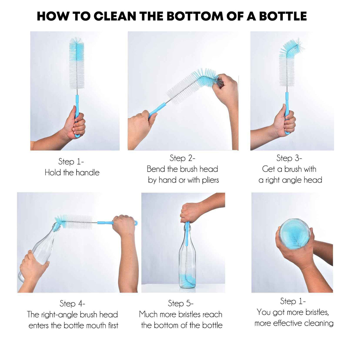 3 Pack Long Bottle Cleaning Brush for Narrow Neck Beer (3 Count)