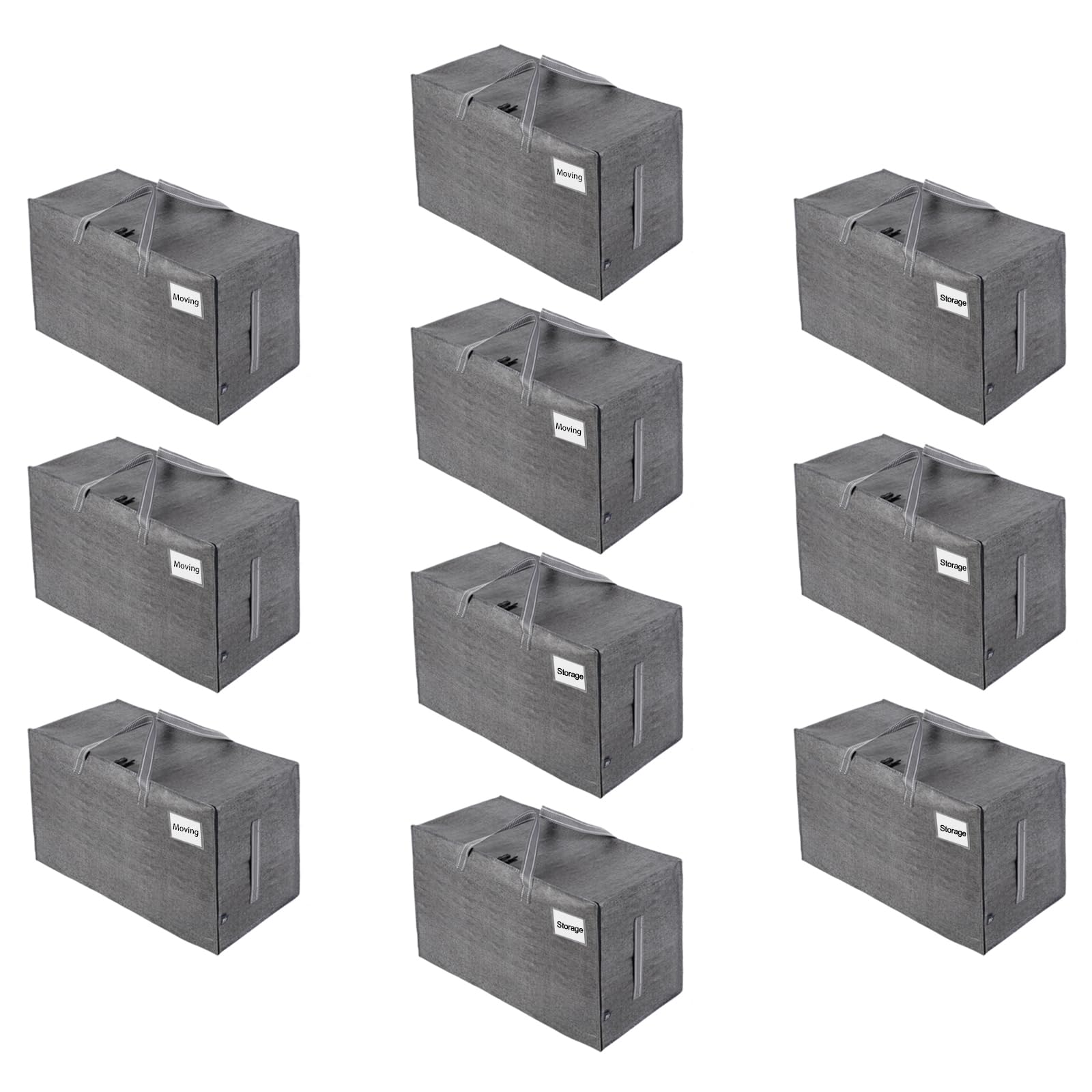 10 Pack Extra Large Heavy Duty Moving Bags with Wide Opening & Reinforced Handles (10 Count)