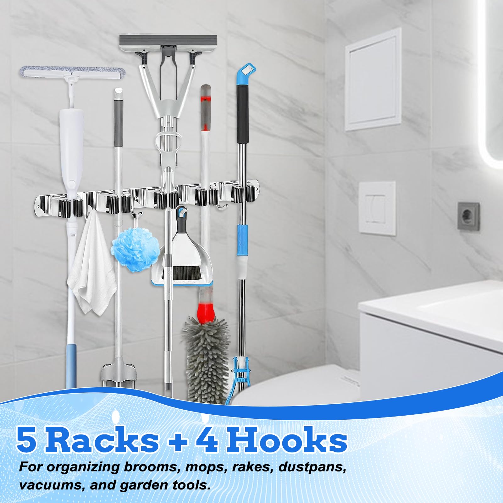 2 Pack Heavy Duty Wall Mount Broom Holder (2 Count)