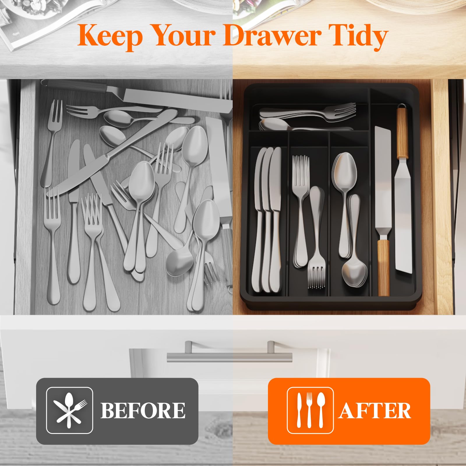 Silverware Drawer Organizer Tray