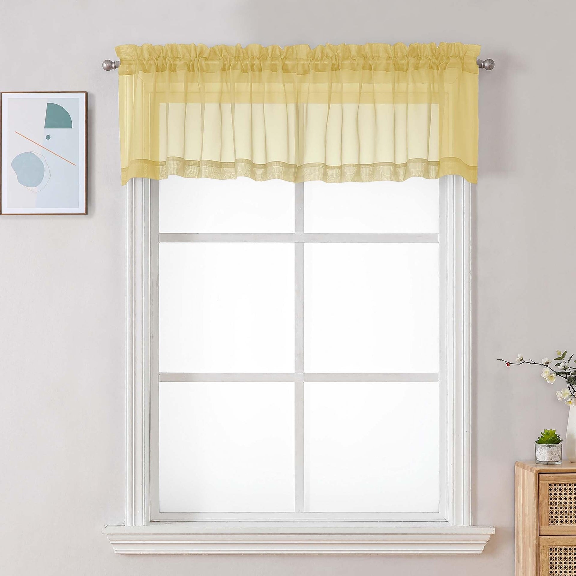 Mustard Yellow Sheer Valances for Windows (2 Count)