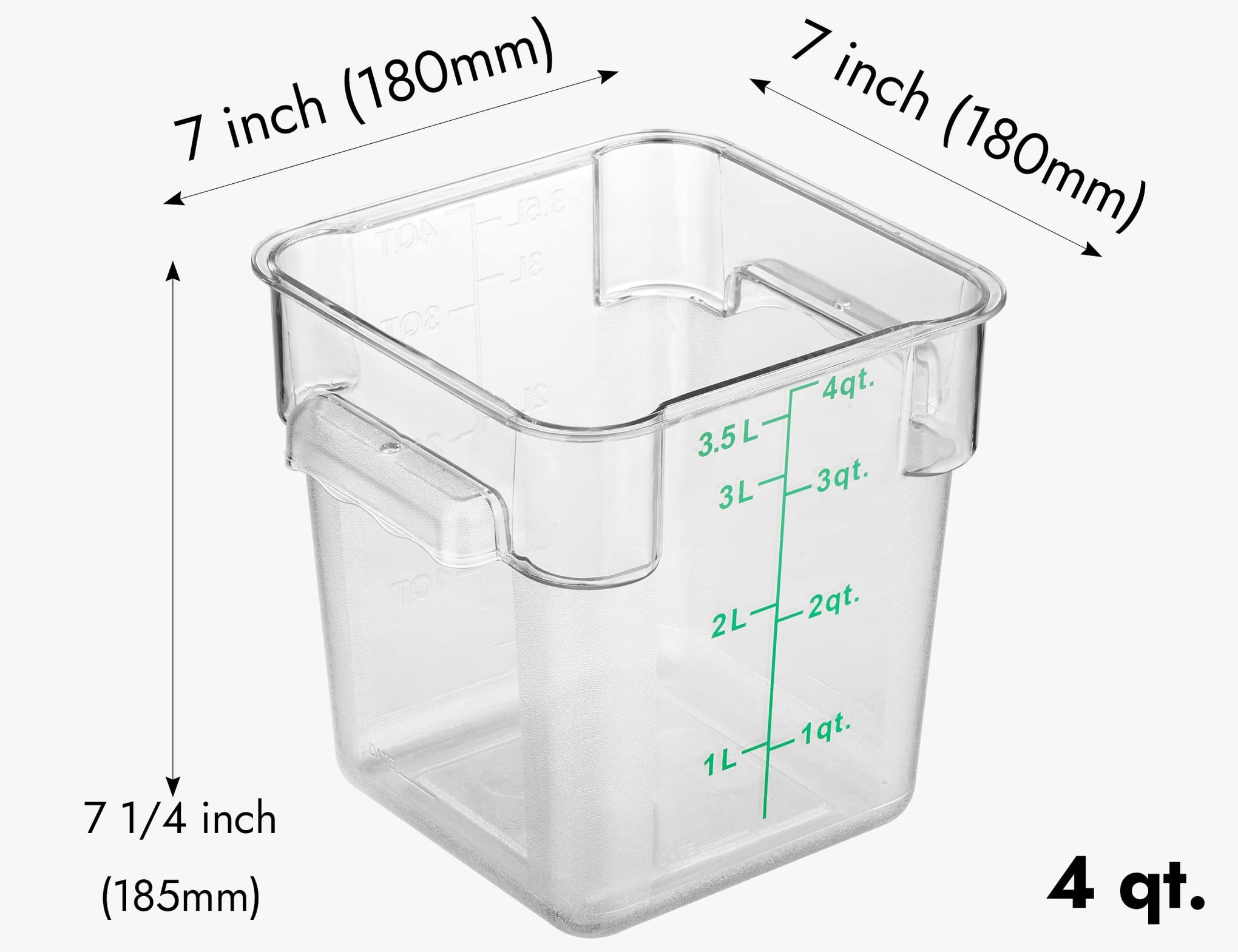 4 Pack Food Storage Container with Green Lid (4 Count)
