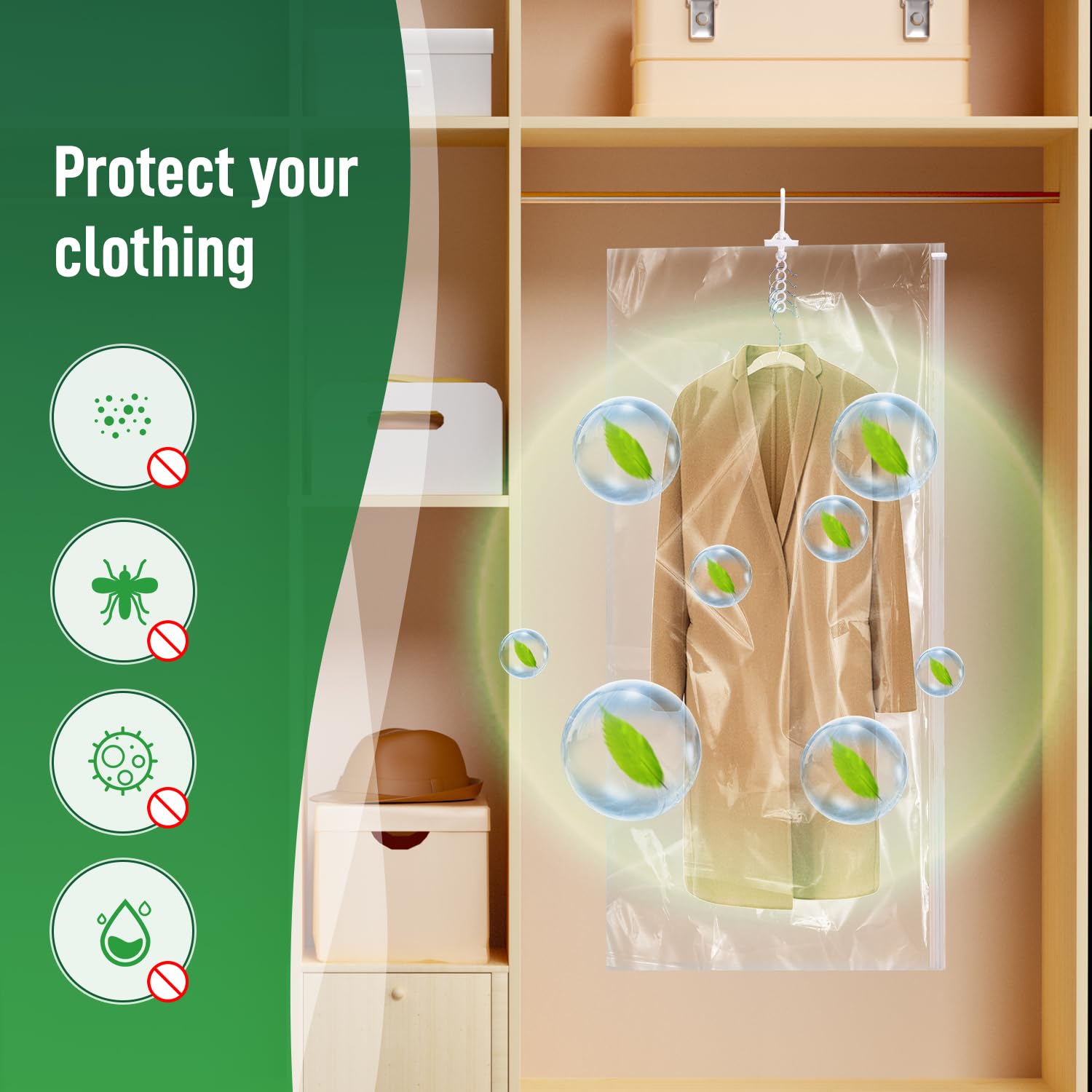 Hanging Vacuum Storage Bags For Clothes With Hand Pump (4 Count)