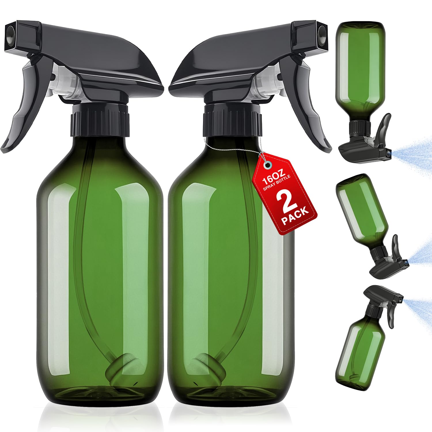 Green Plastic Spray Bottles 2 Pack 16 oz (2 Count)
