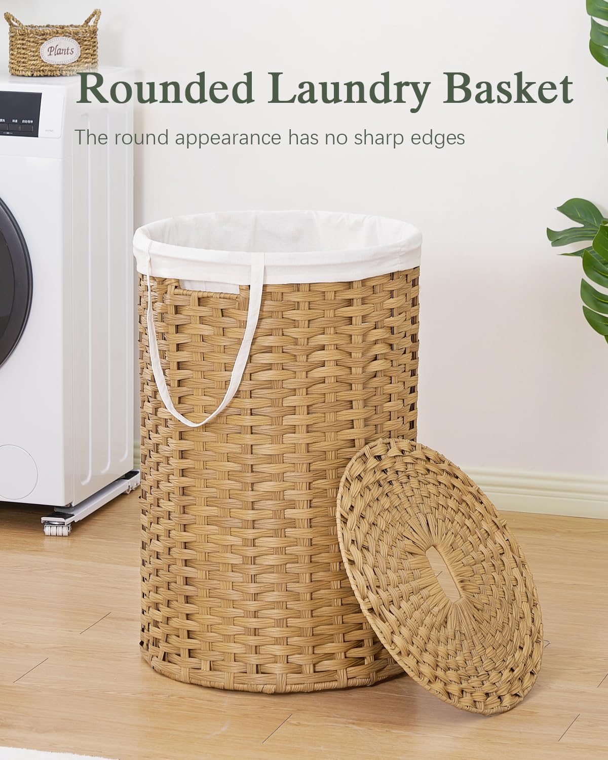 Large Laundry Hamper Laundry Basket Round 34.3 Gal PE