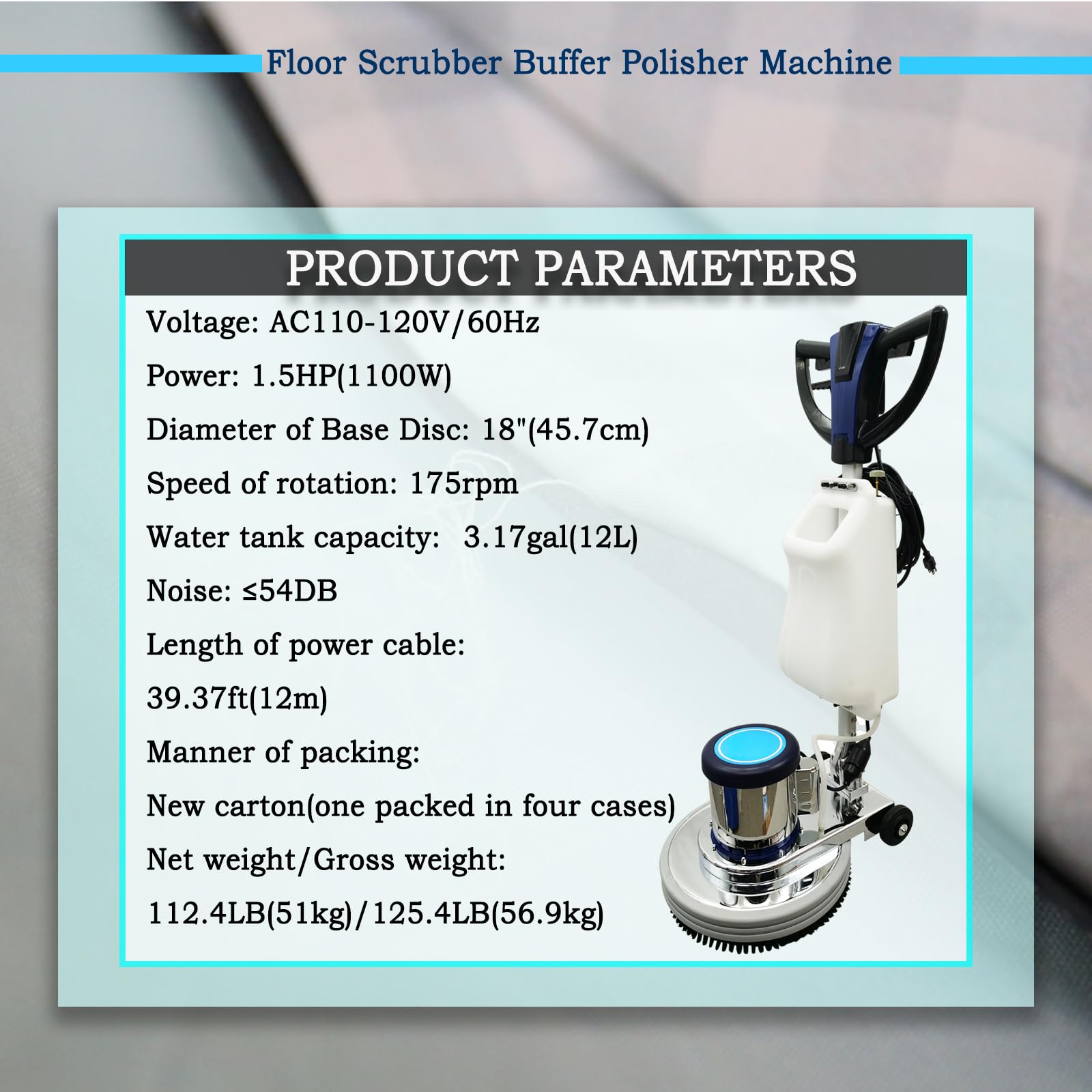 18" Commercial Floor Scrubber & Polisher Heavy Duty Multi