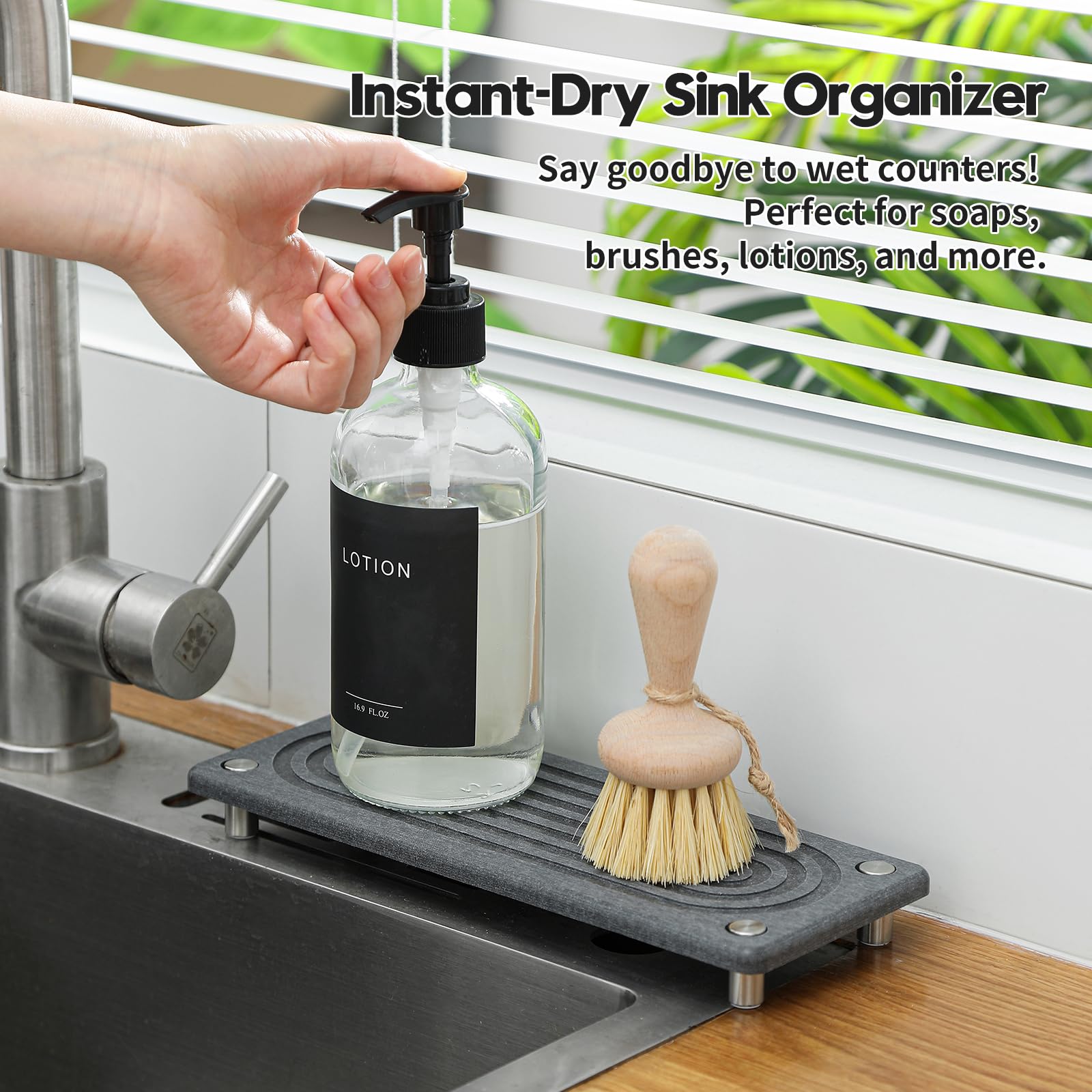 Water Absorbing Stone Sink Caddy Kitchen Sink Organizer Tray