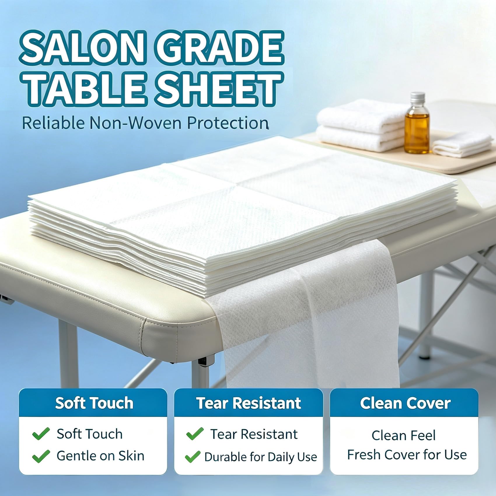 50 PCS Massage Table Sheets Disposable Spa Bed Cover 75"x31" Oil (50 Count)