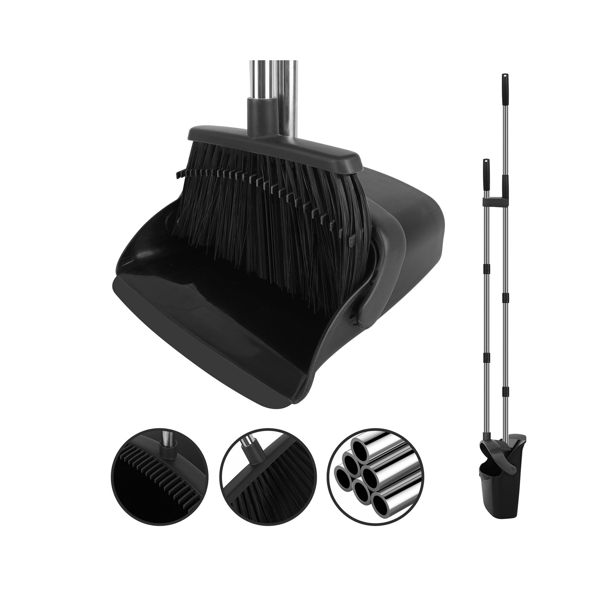 Black Broom and Dustpan Combo Set