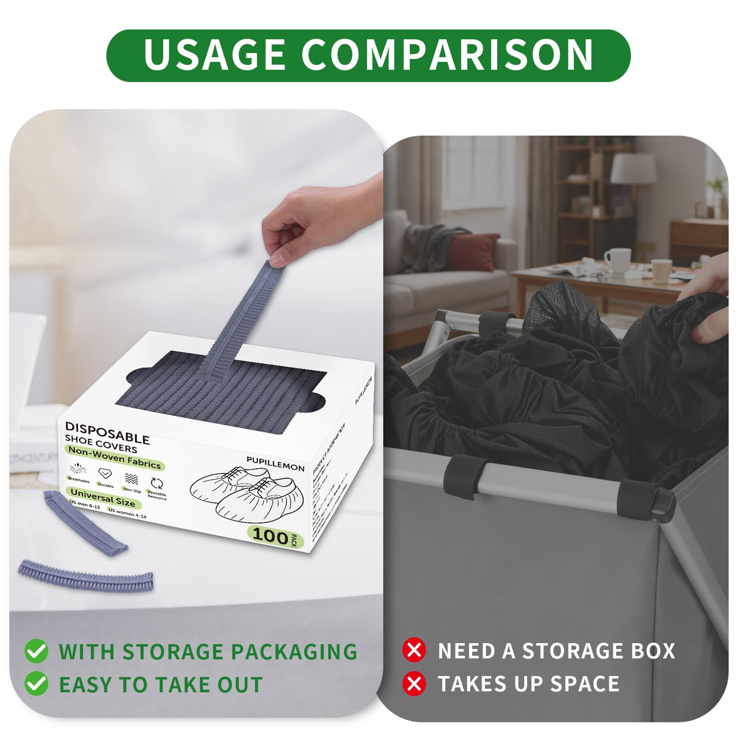 50/100/200 Pack Non-Woven Shoe Covers Disposable for Indoors