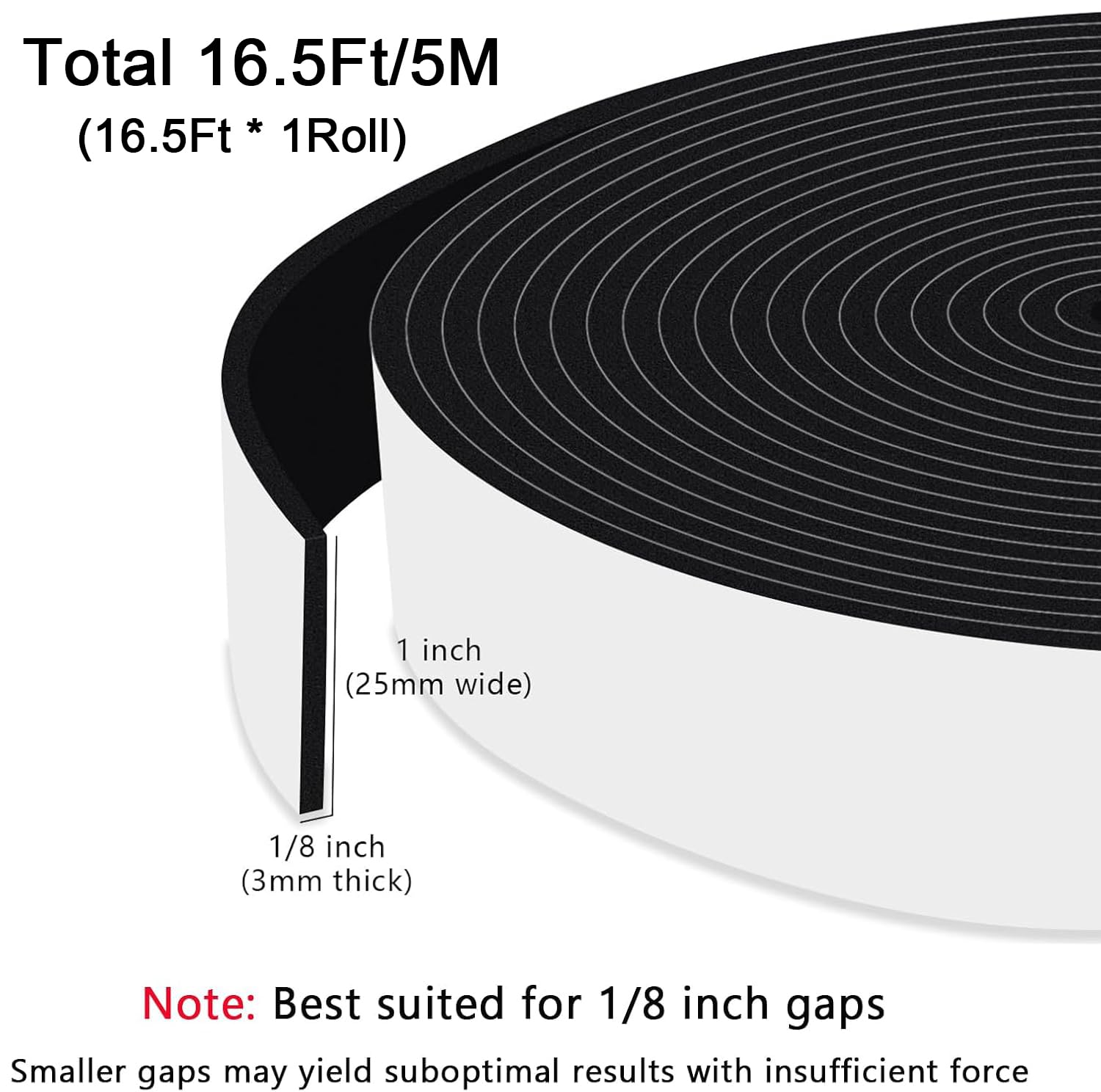Strong Adhesive Door Seal Strip for Doors (16.5 Foot)
