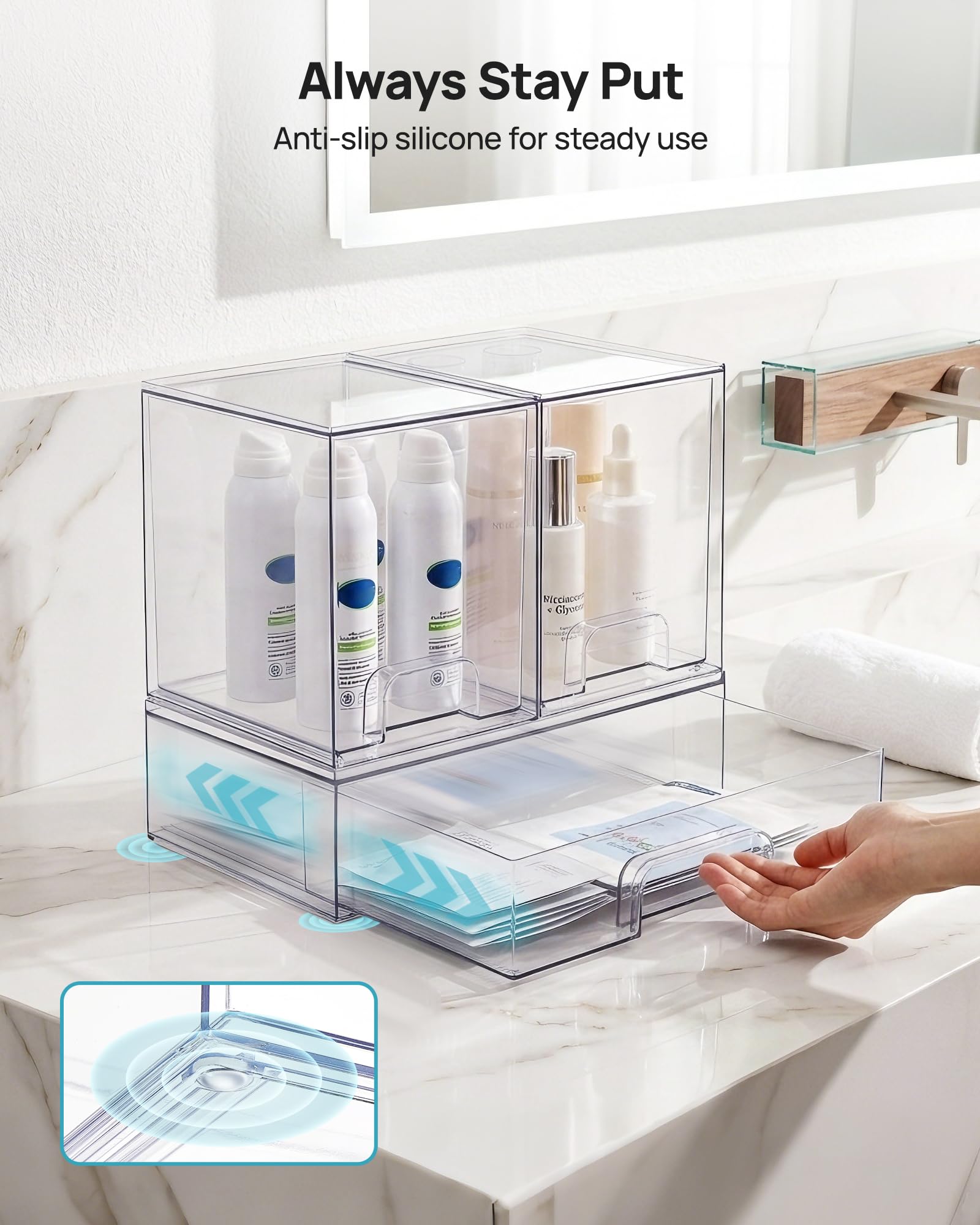 Clear Stackable Storage Drawers Set of 3 (3 Count)