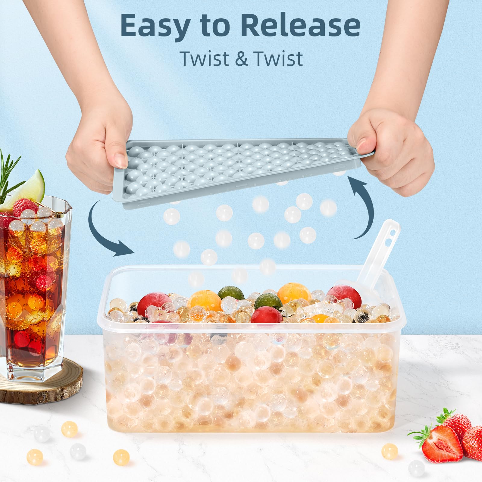 Mini Ice Cube Trays for Freezer with Lid (4 Count)