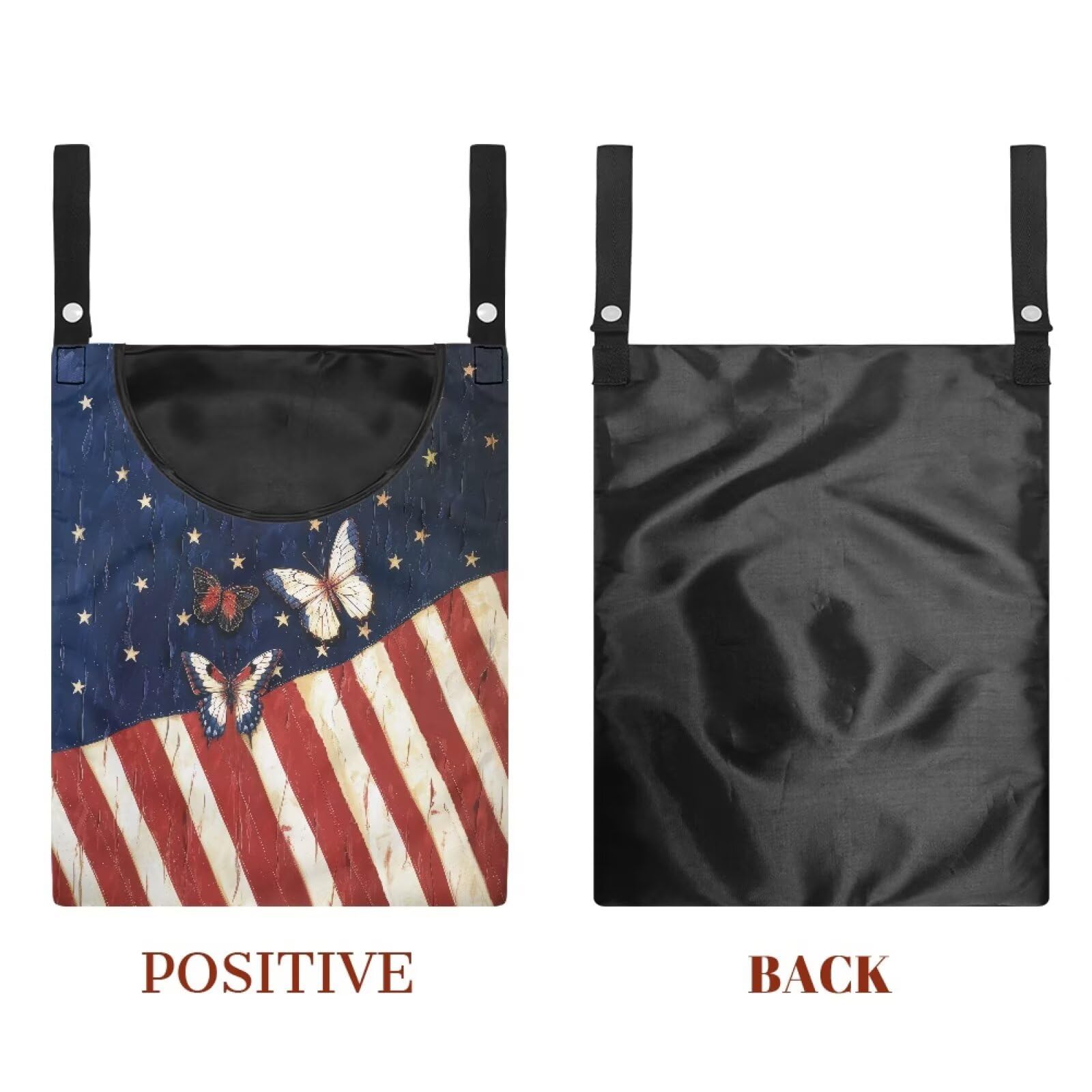 American Flag Clothespin Bag Butterfly Clothespin Bag for Clothesline Outdoor Clothespins Storage with Hanger Hook Clothespin Bags Hanging Outdoor Waterproof Clothespin Storage