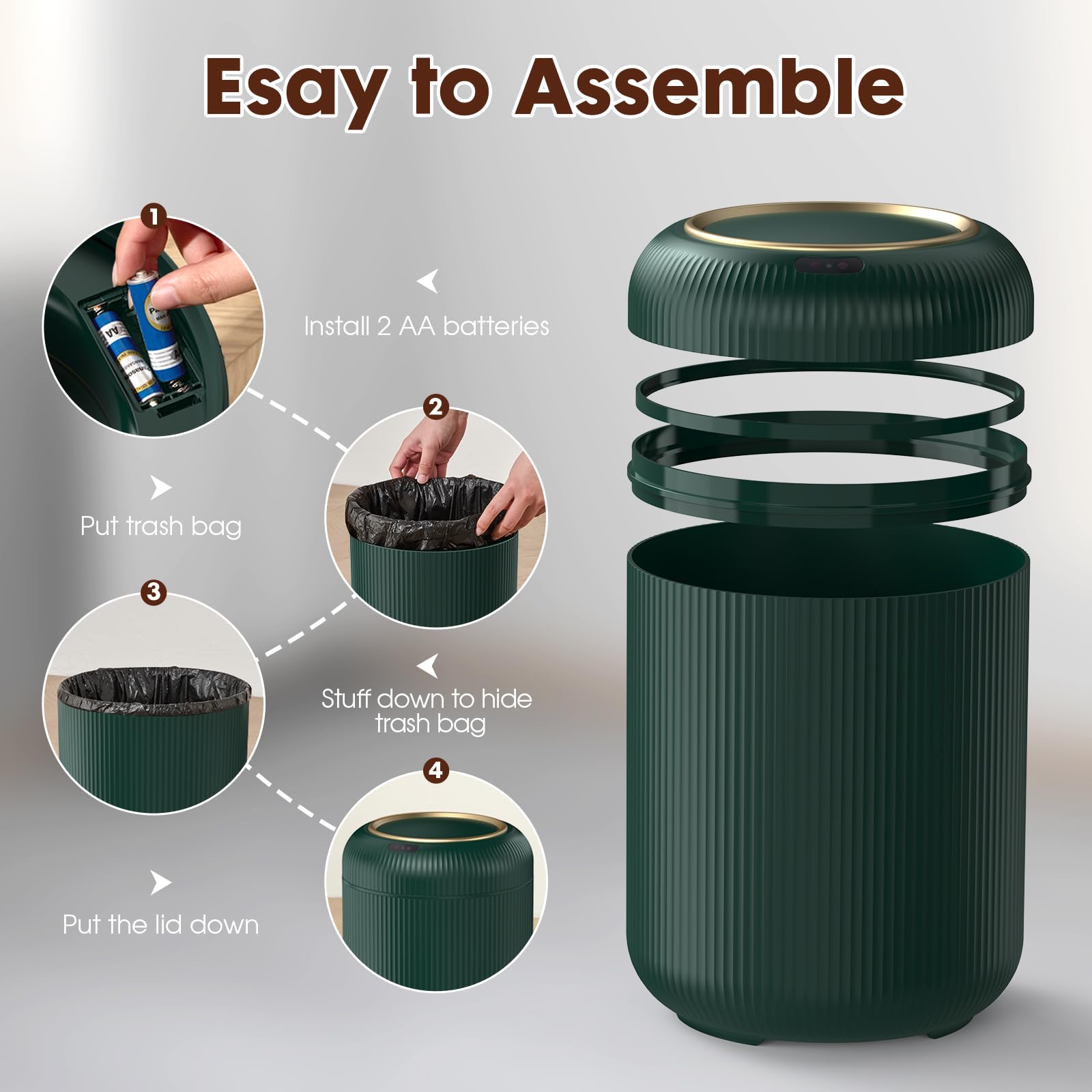 Touchless Sensor Trash Can Bathroom