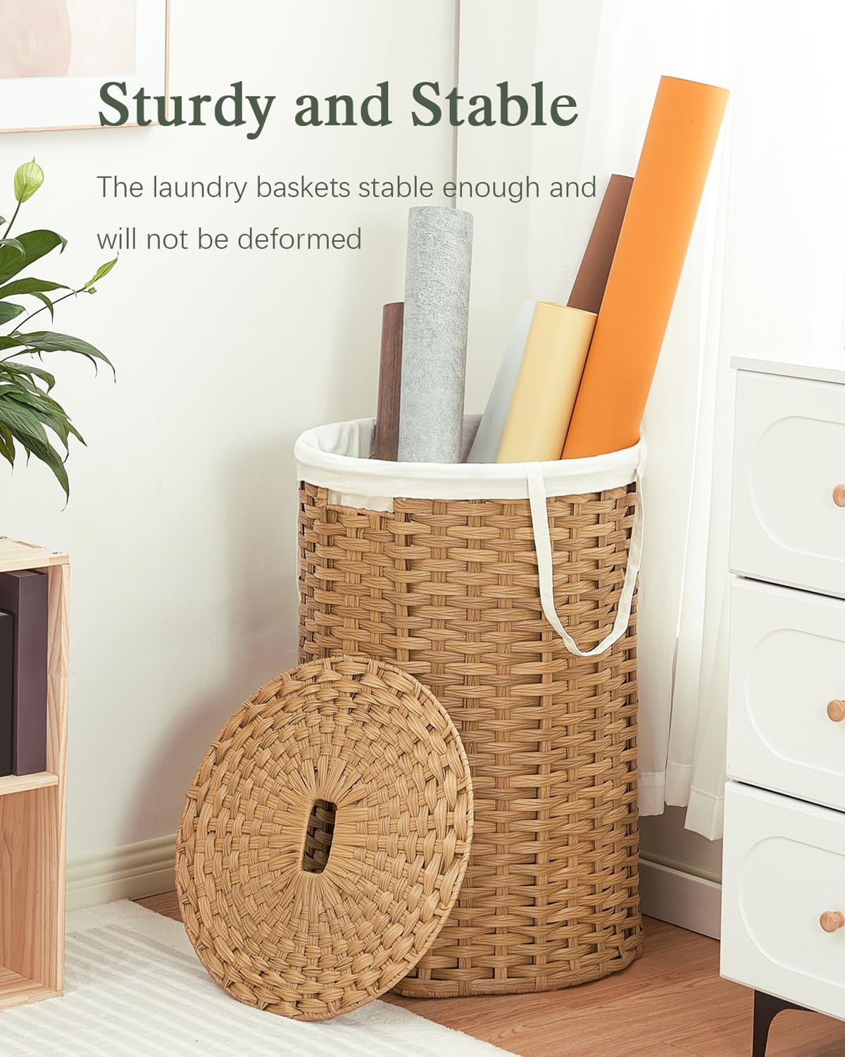 Large Laundry Hamper Laundry Basket Round 34.3 Gal PE