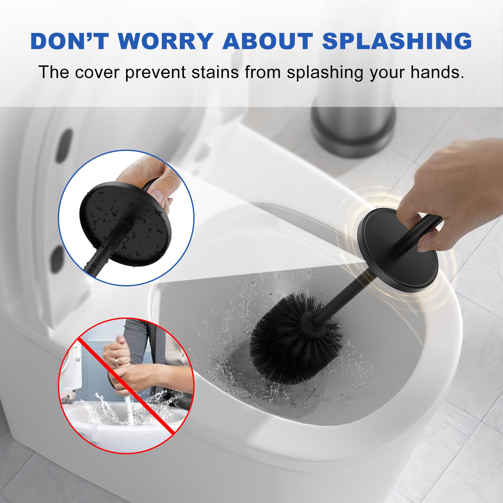 Black Toilet Brush and Holder Set