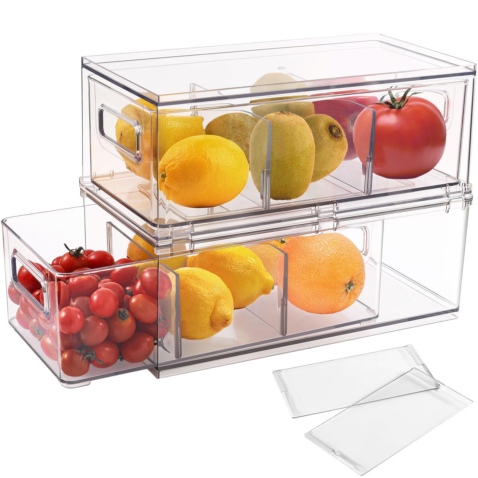 3.7QT Refrigerator Fridge Organizers Storage Bin with Pull