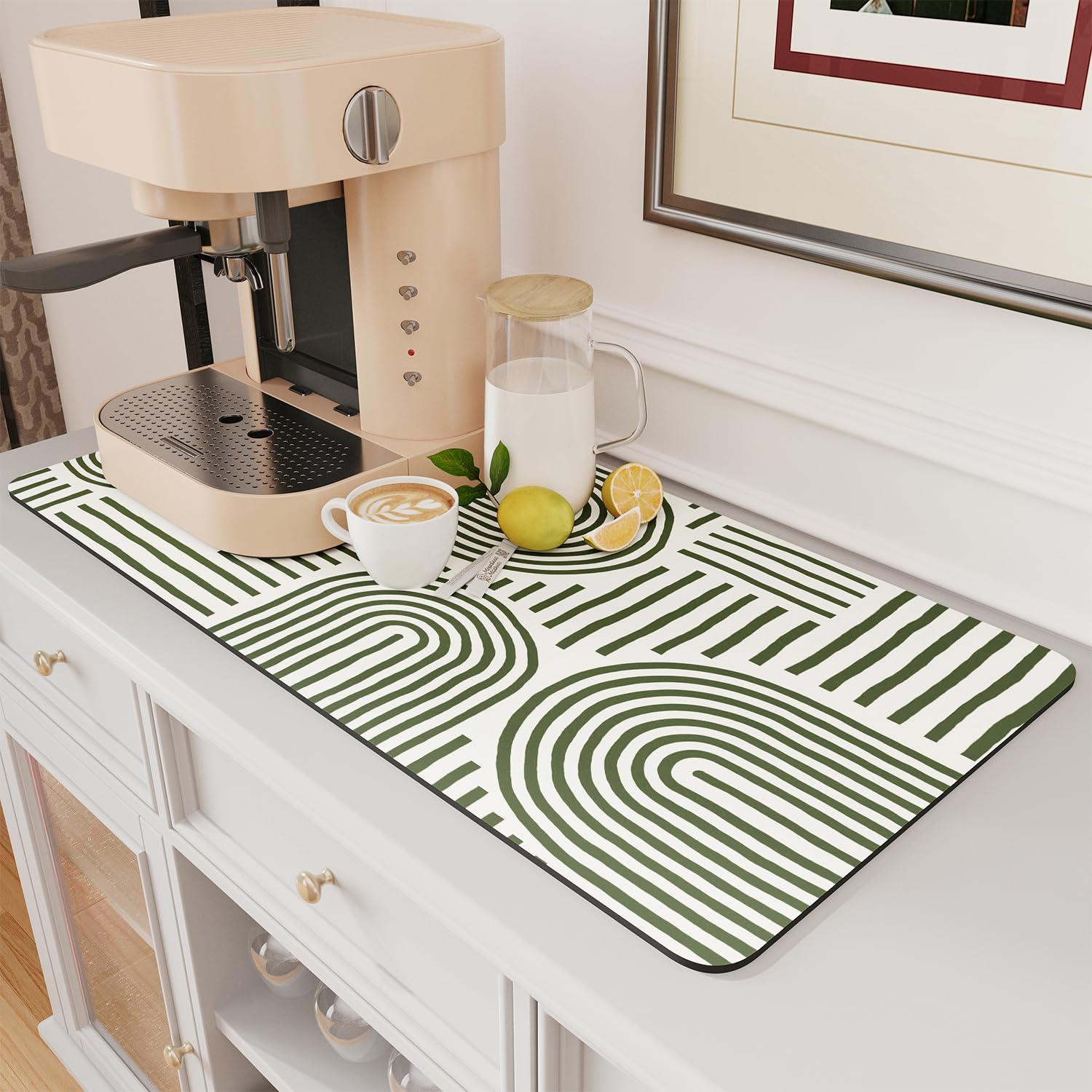 Coffee Mat Hide Stain Rubber Backed Absorbent Dish Drying Mat for Kitchen Counter
