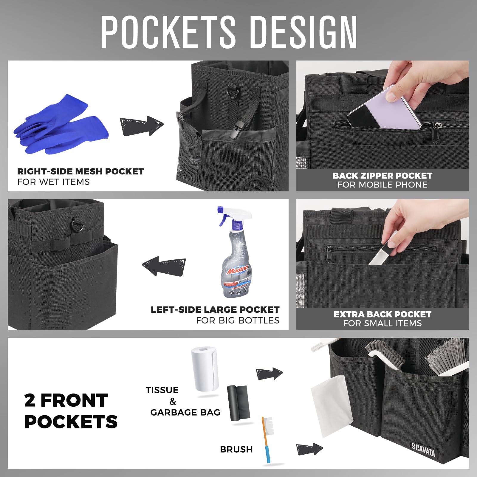 Compact Wearable Cleaning Caddy with Handle & Shoulder Straps