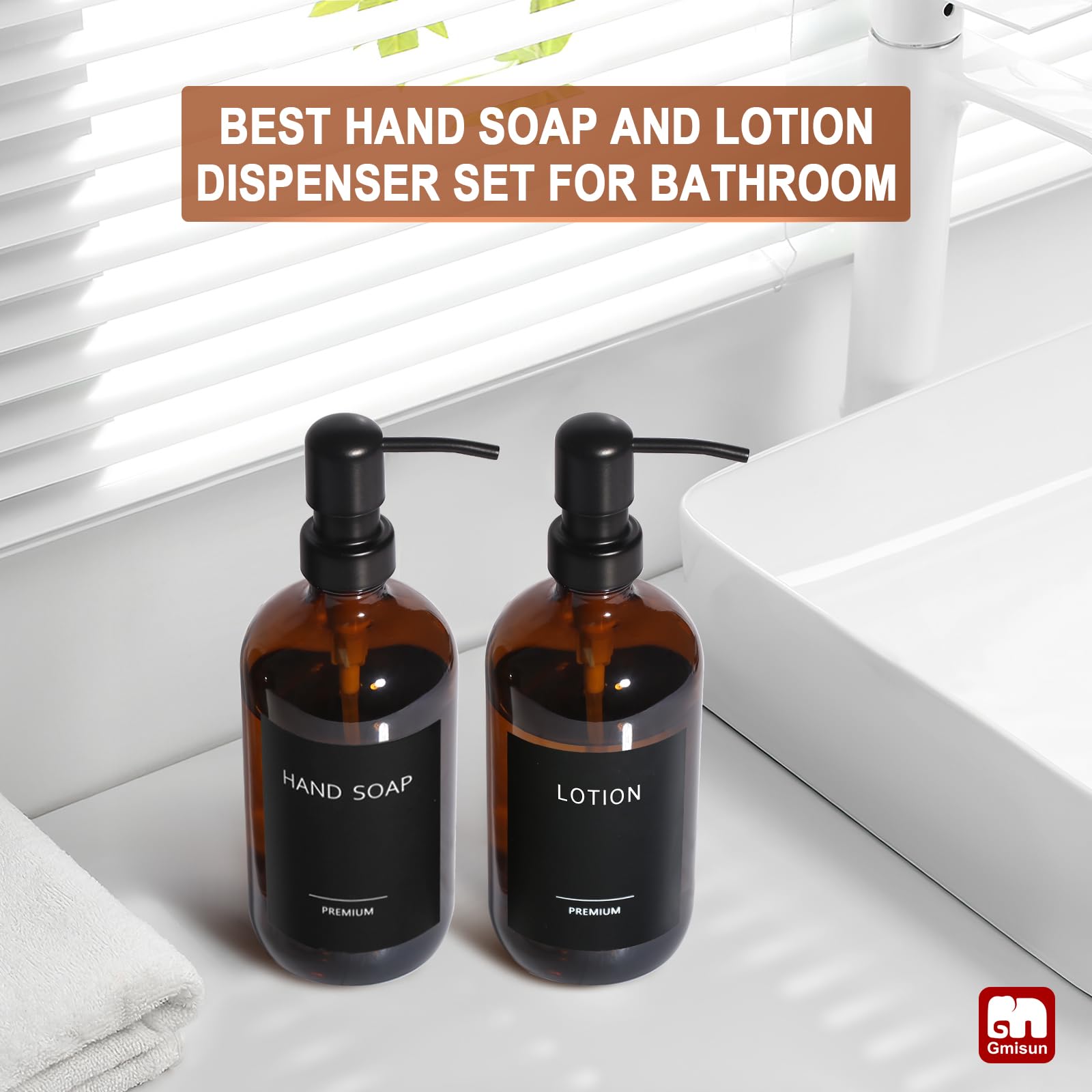 Amber Glass Soap Dispenser (2 Count)