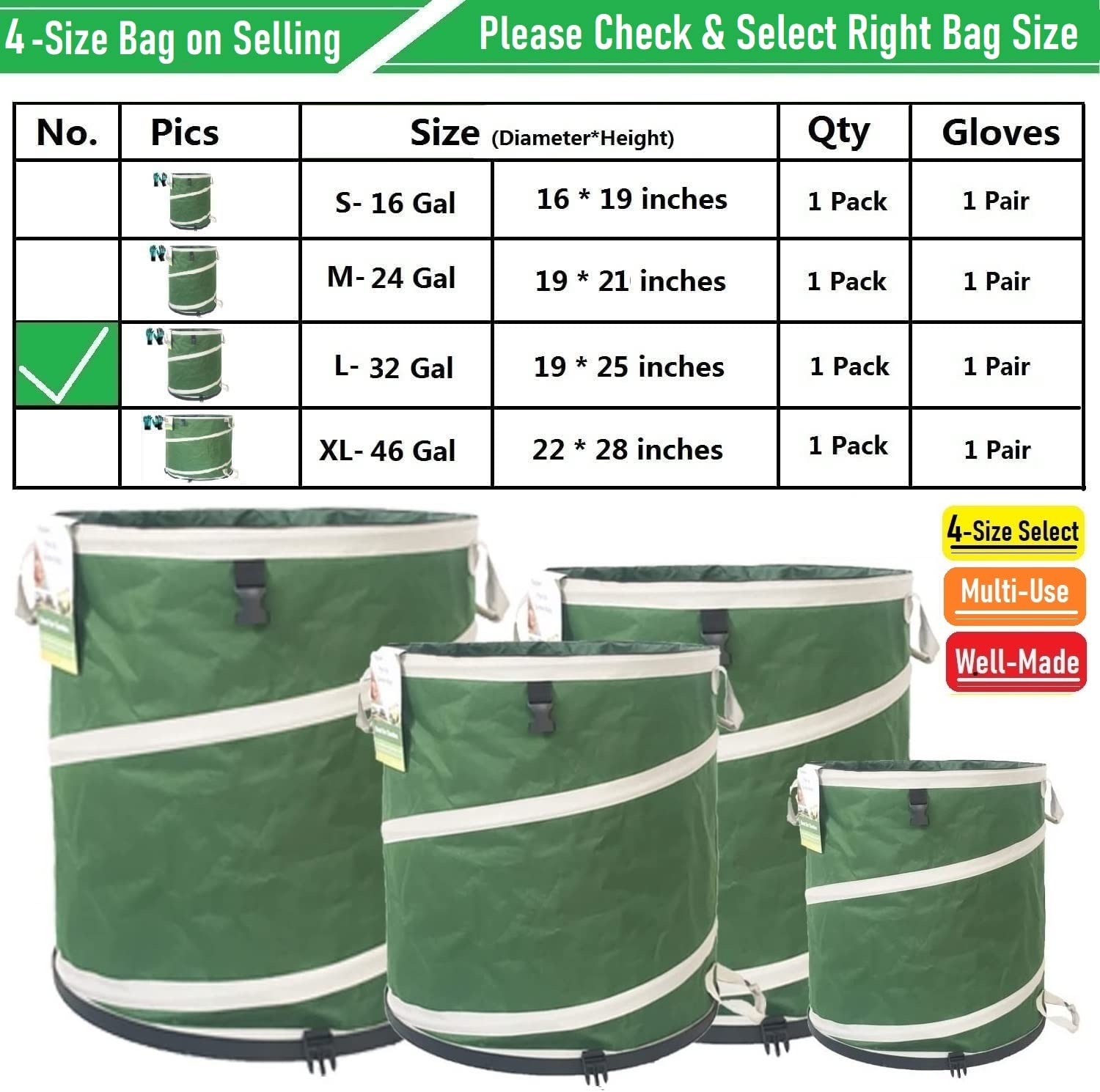 32 Gallon Collapsible Trash Can
