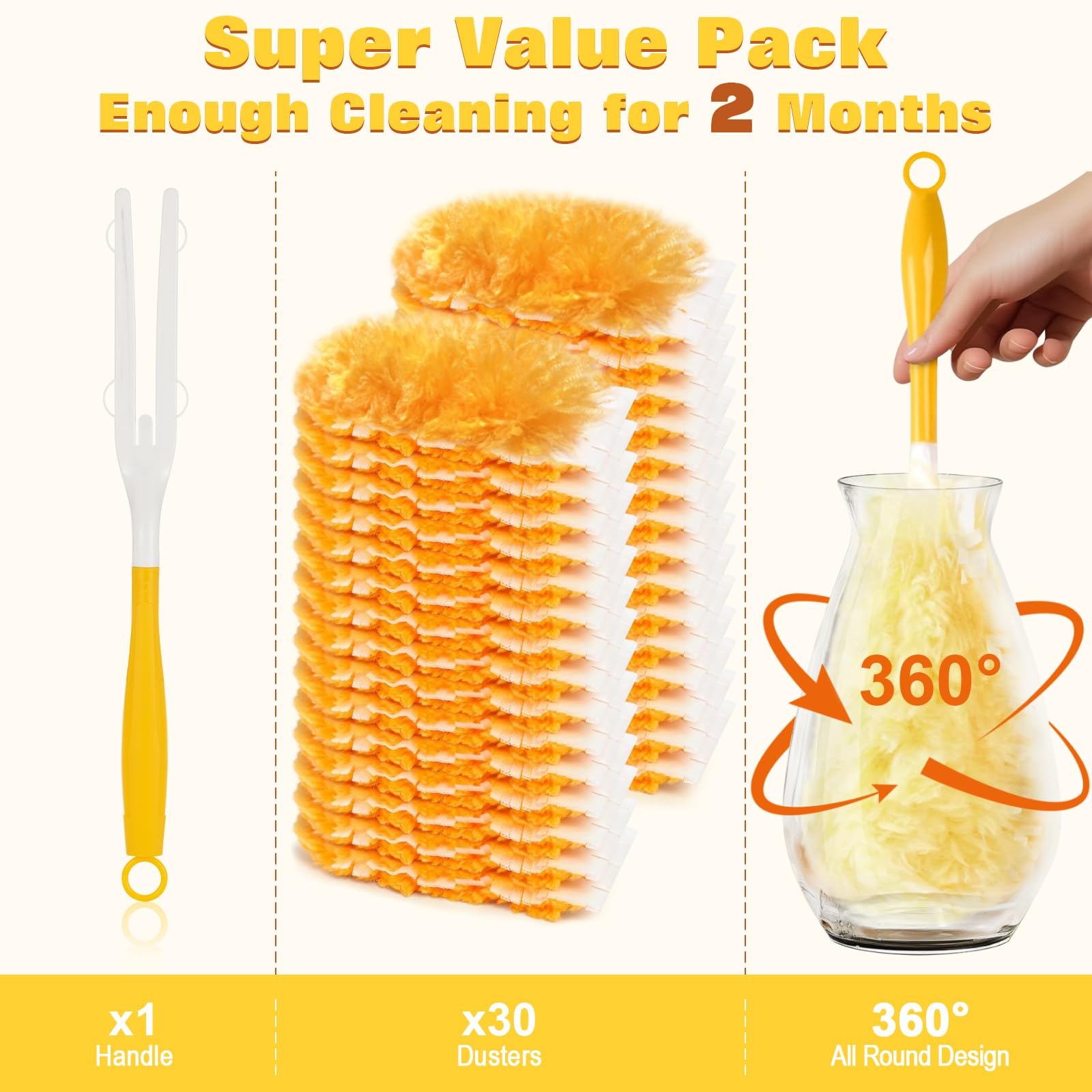 360° Heavy Duty Duster Refills for Swiffer Duster (30 Count)