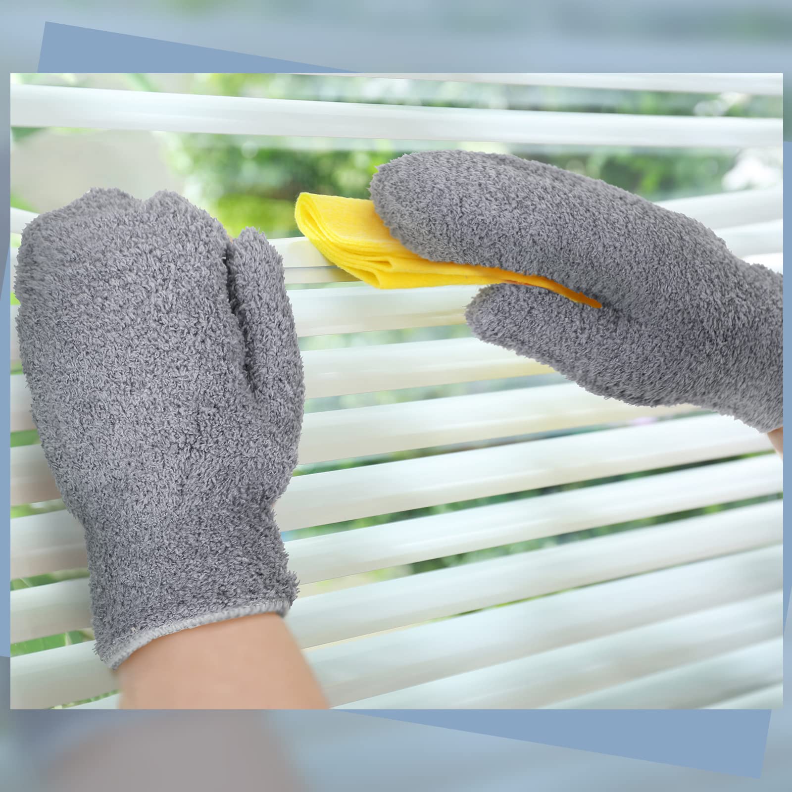 4 Pair Microfiber Dusting Mittens Reusable Women Cleaning Mittens with Thumb for Kitchen