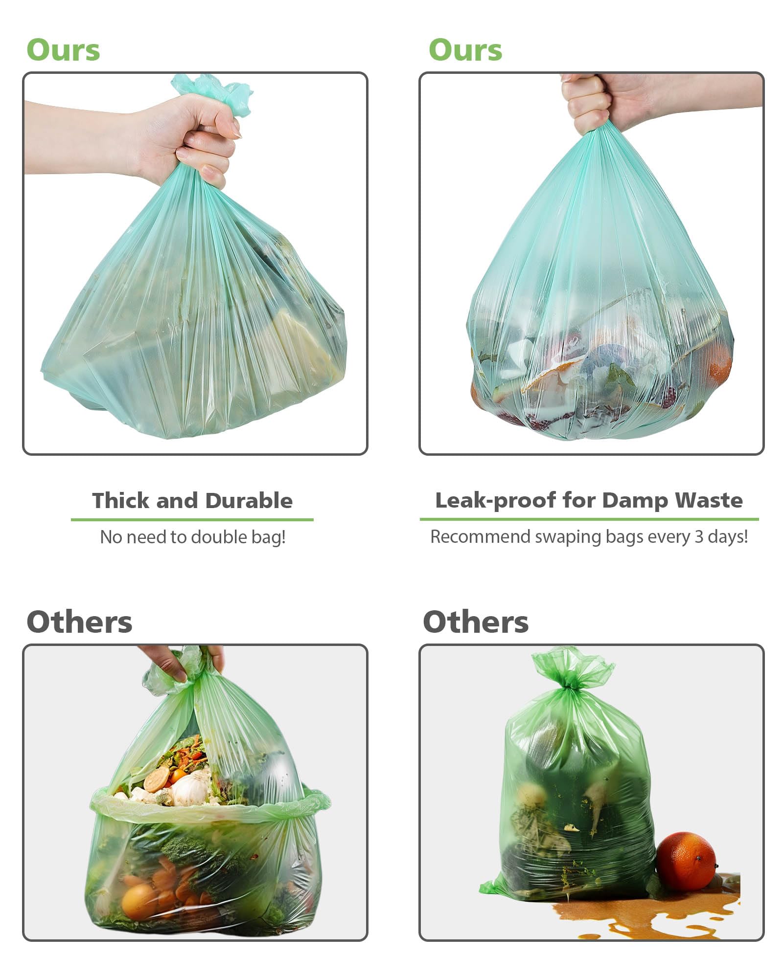 1.2 Gallon Small Trash Bags Compostable Garbage Bags (125 Count)