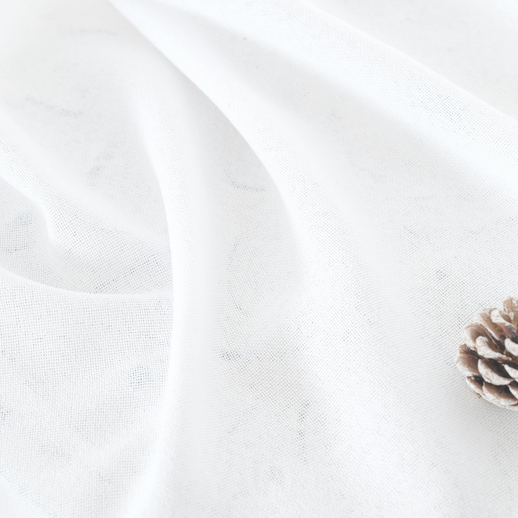 40 Inch Length White Linen Semi Sheer Curtains for Short Window (2 Count)