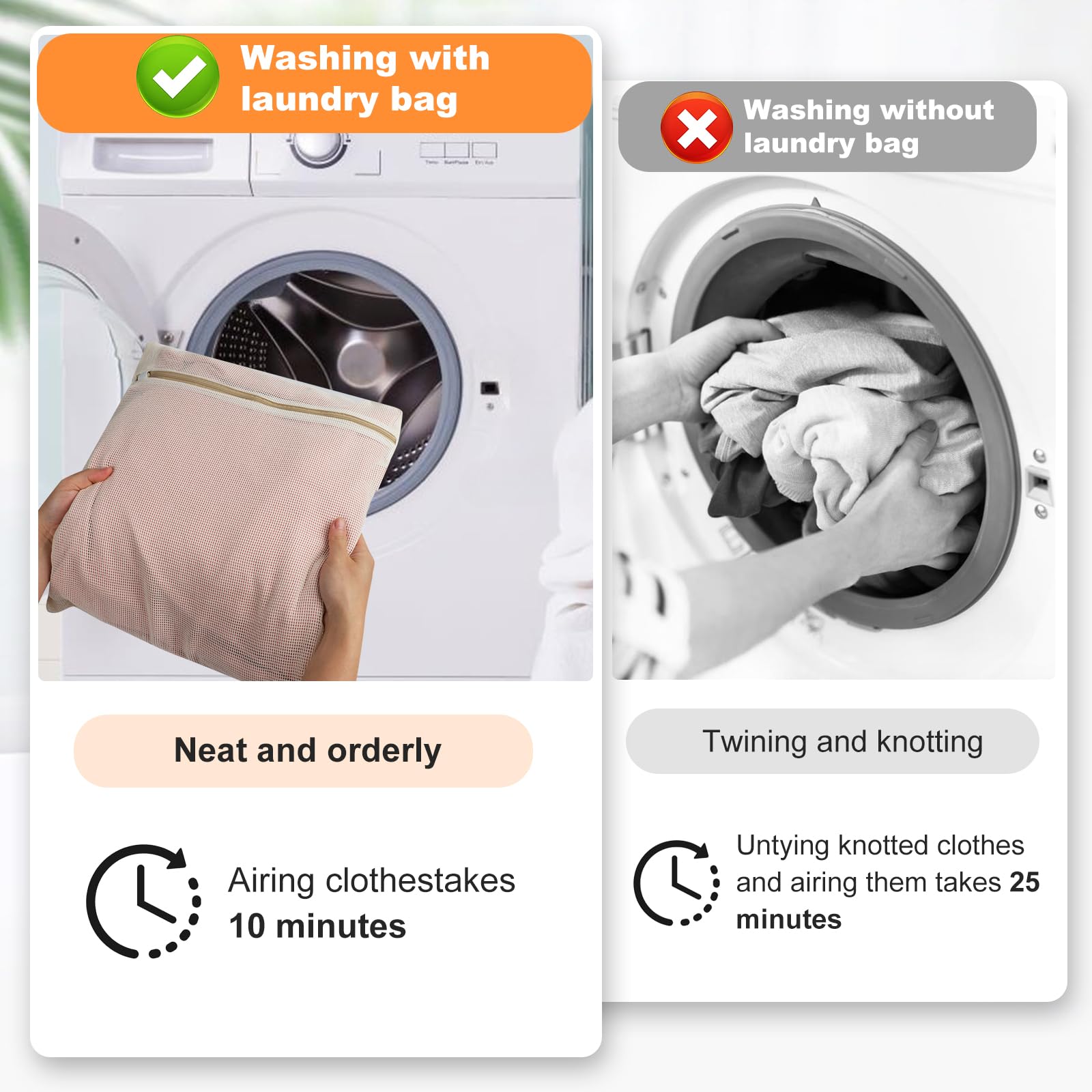 4 Piece Large Durable Organic Cotton Mesh Laundry Bags with Sturdy Zippers and Breathable Mesh are Delicate Laundry Bags for Underwear (100 Count)