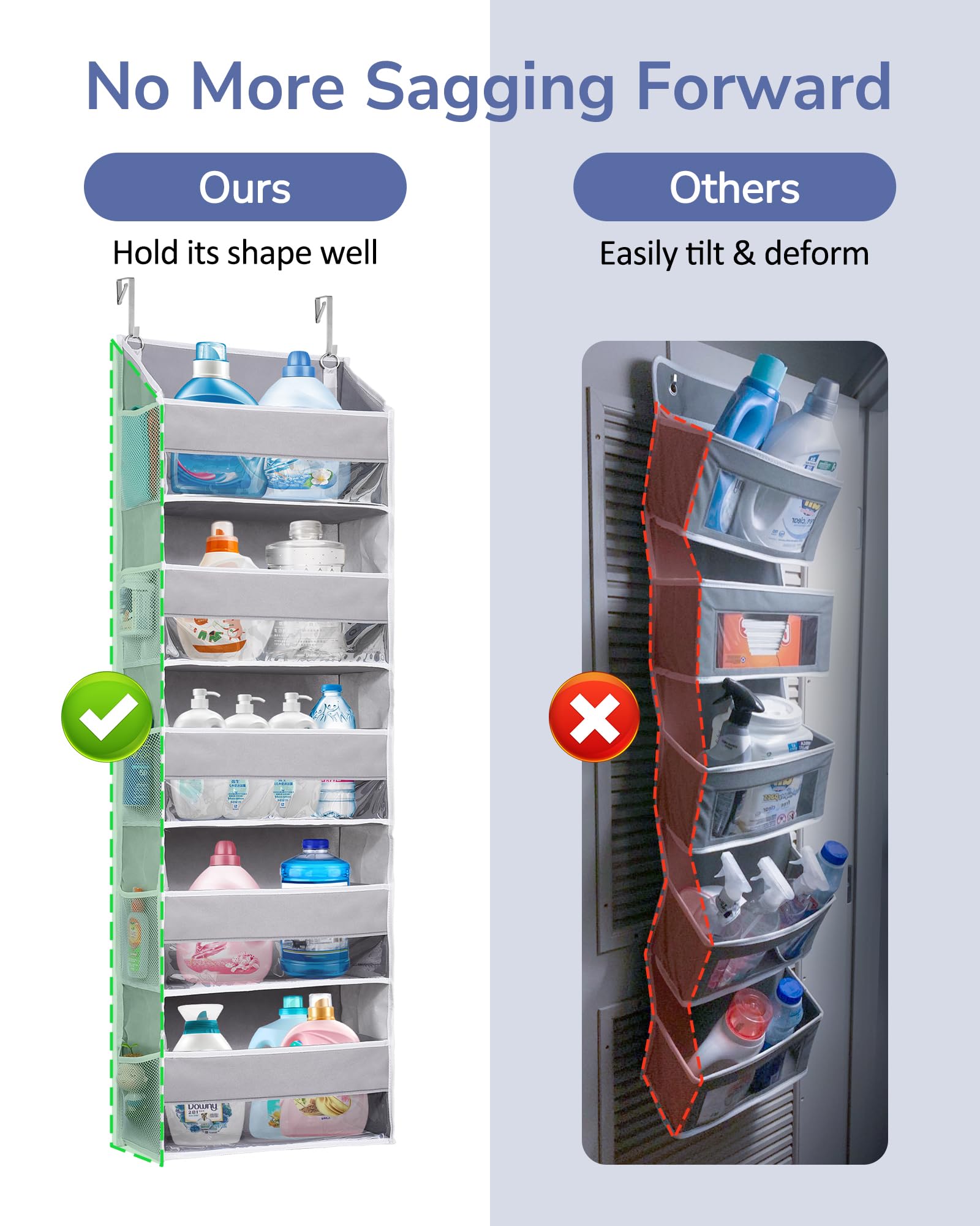 1 Pack Over Door Organizer with 5 Large Pockets 10 Mesh Side Pockets