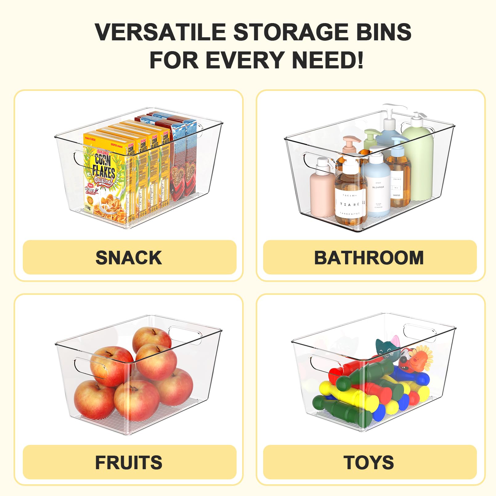 4 Pack Large Clear Plastic Storage Bins (6 Count)