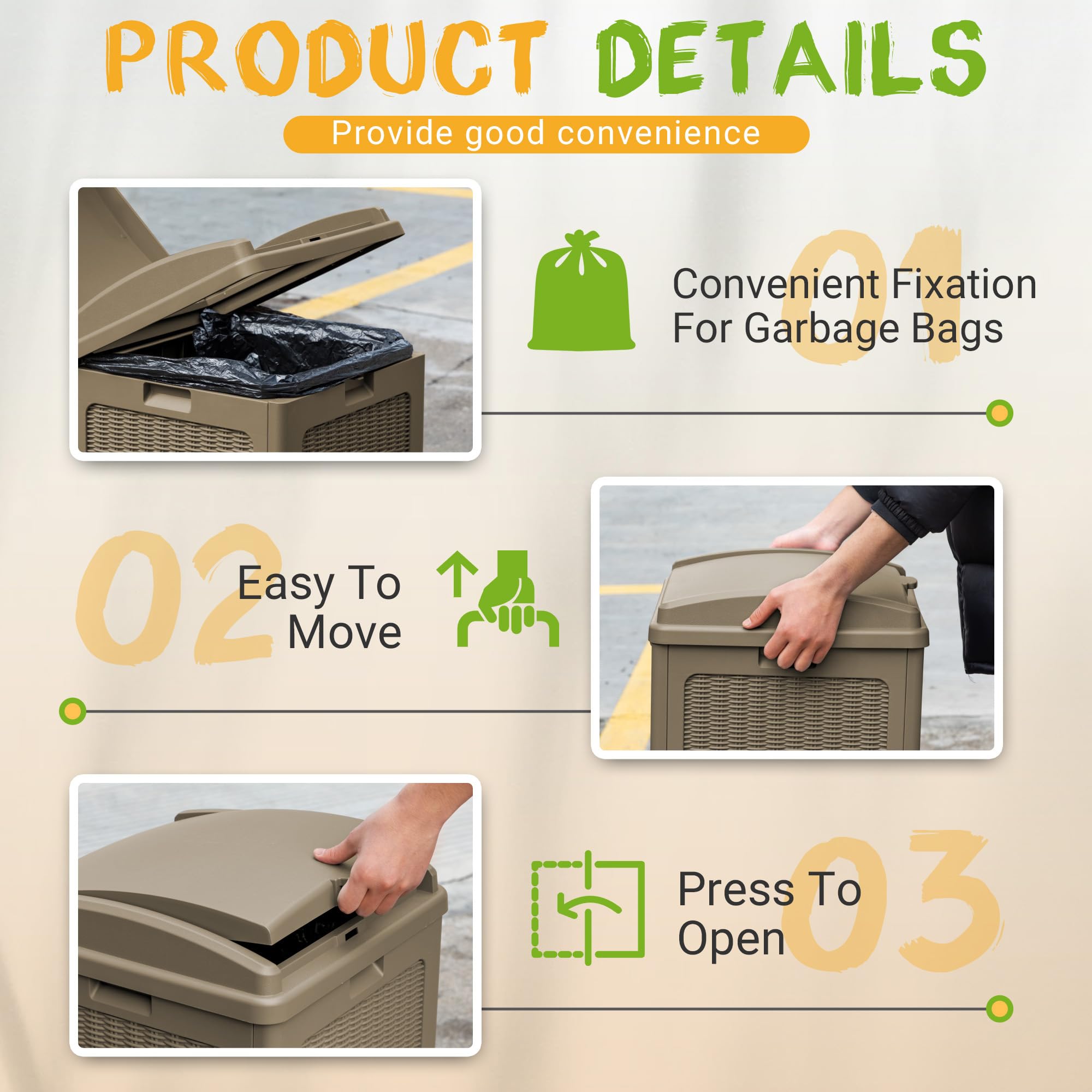 4 Pack Outdoor Trash Can with Lid