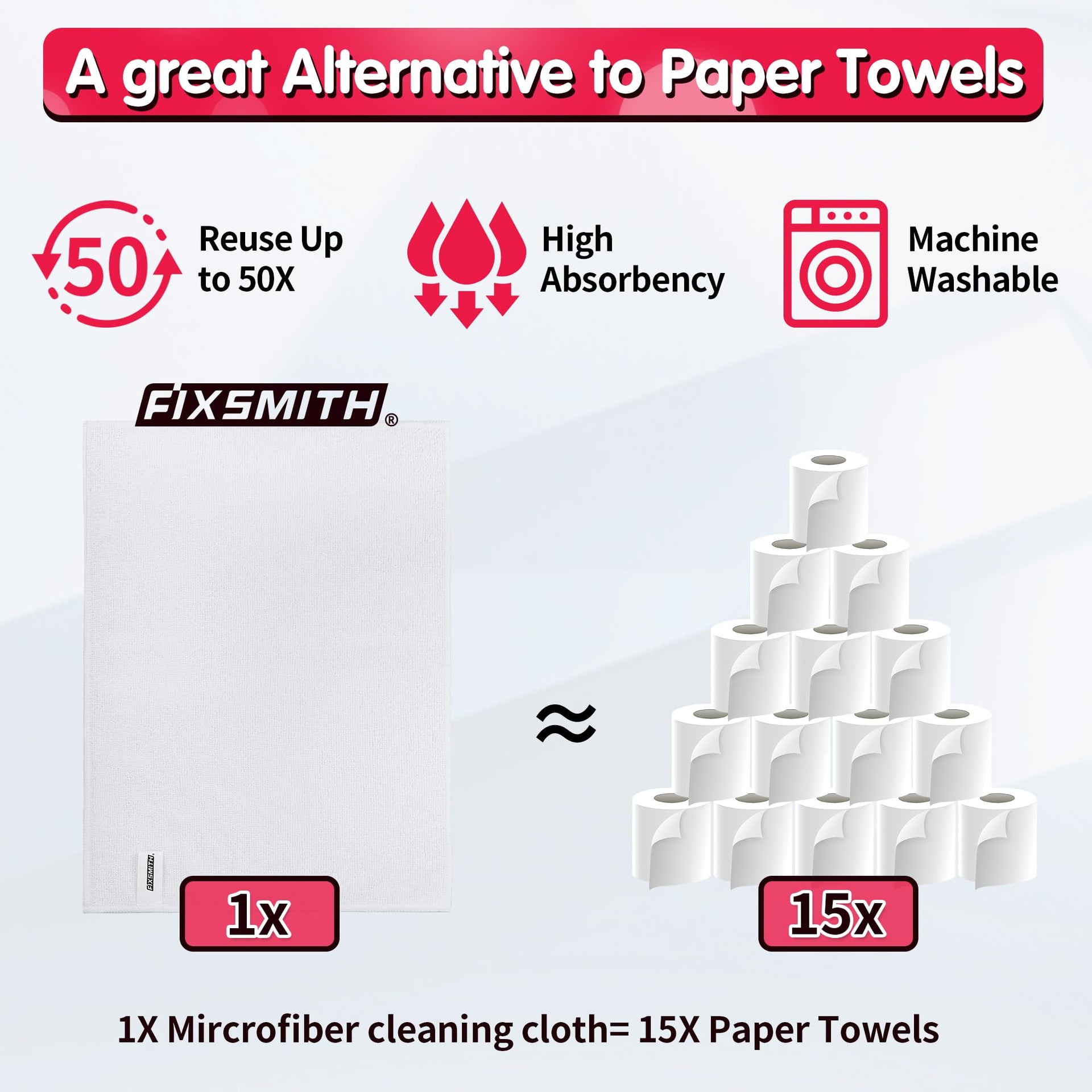 White Microfiber Cleaning Cloth (50 Count)