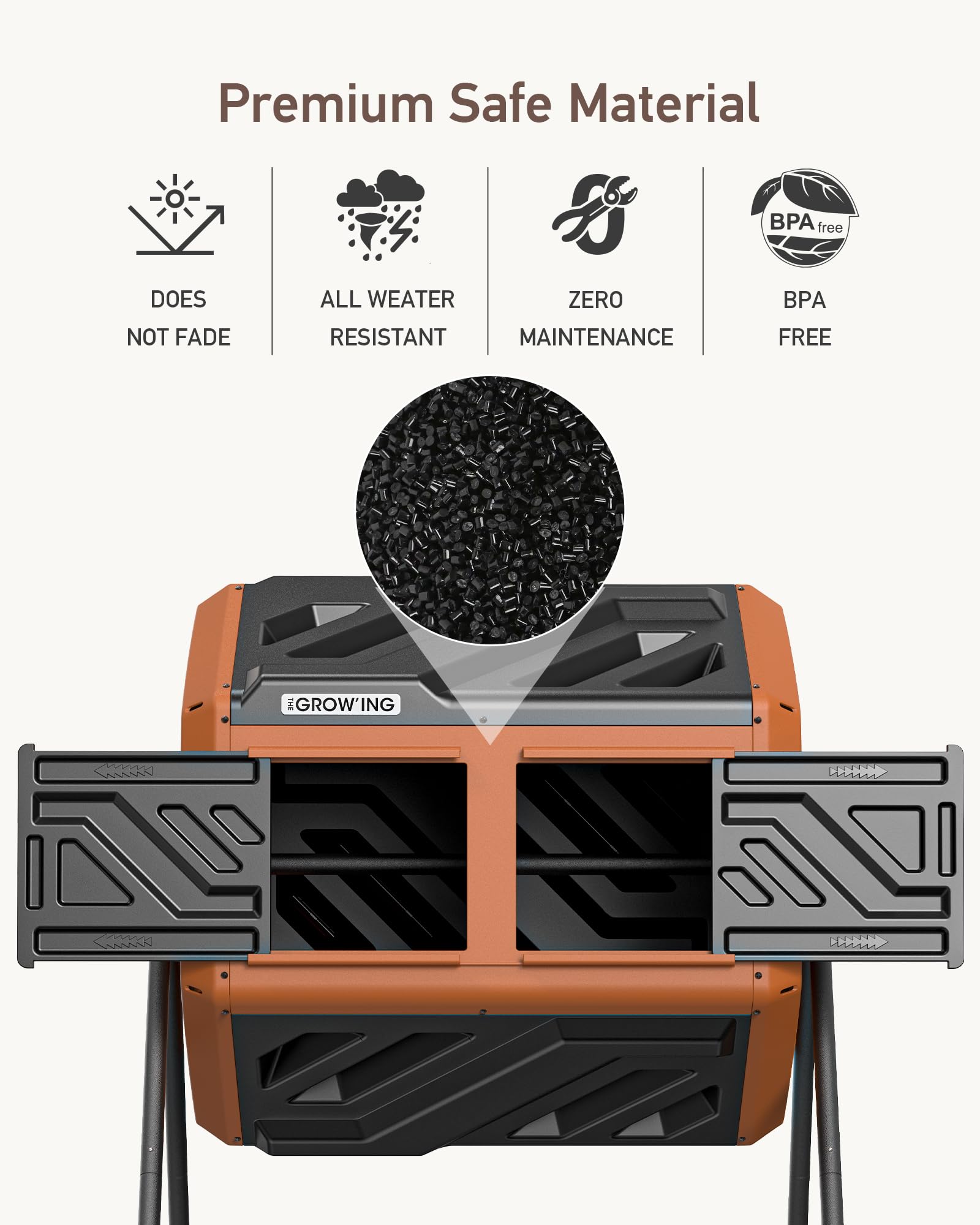 THE Growing 43 Gal Outdoor Compost Bin Tumbler for Backyard Yard