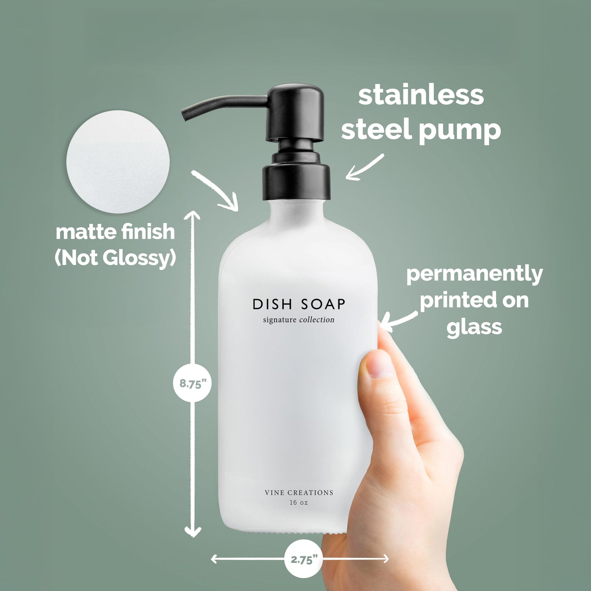 White Glass Soap Dispenser Set (16 Ounce)