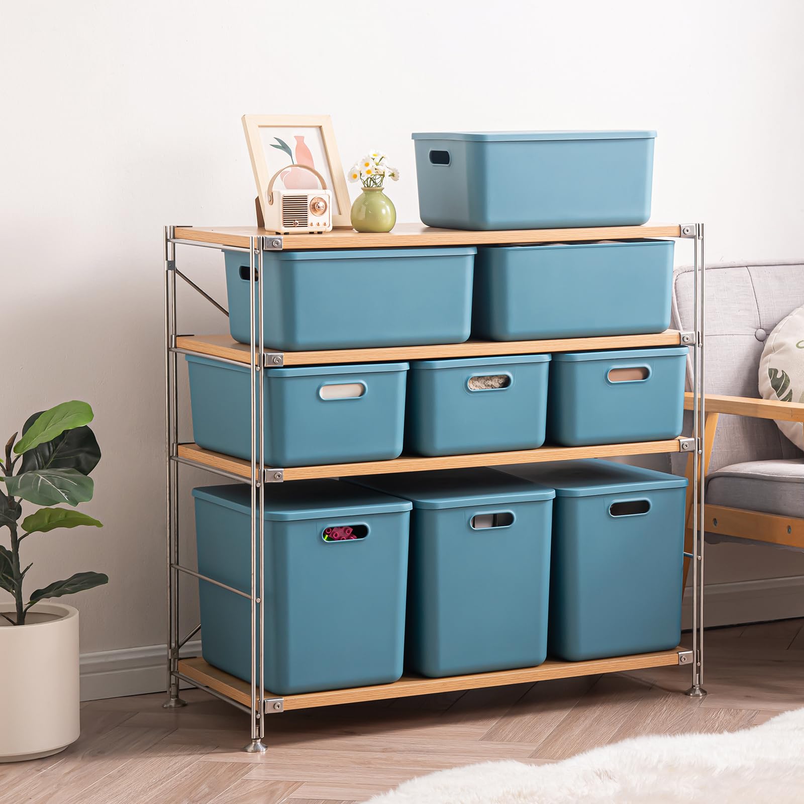 Plastic Storage Bins with lids (4 Count)