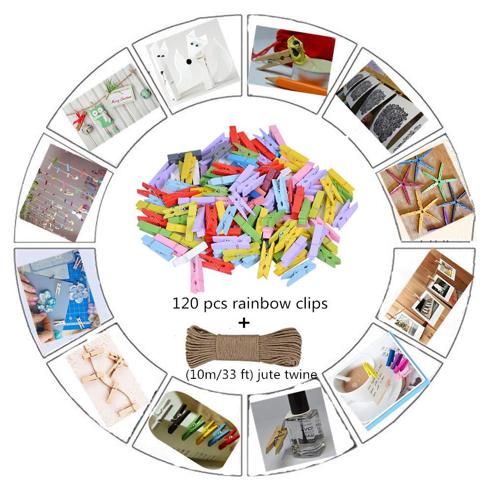 Tiny Clothes Pins Colorful Hang Up Photographs Drawings Party Clips Decor Baby Shower Game With Twine Pack 50 Pink