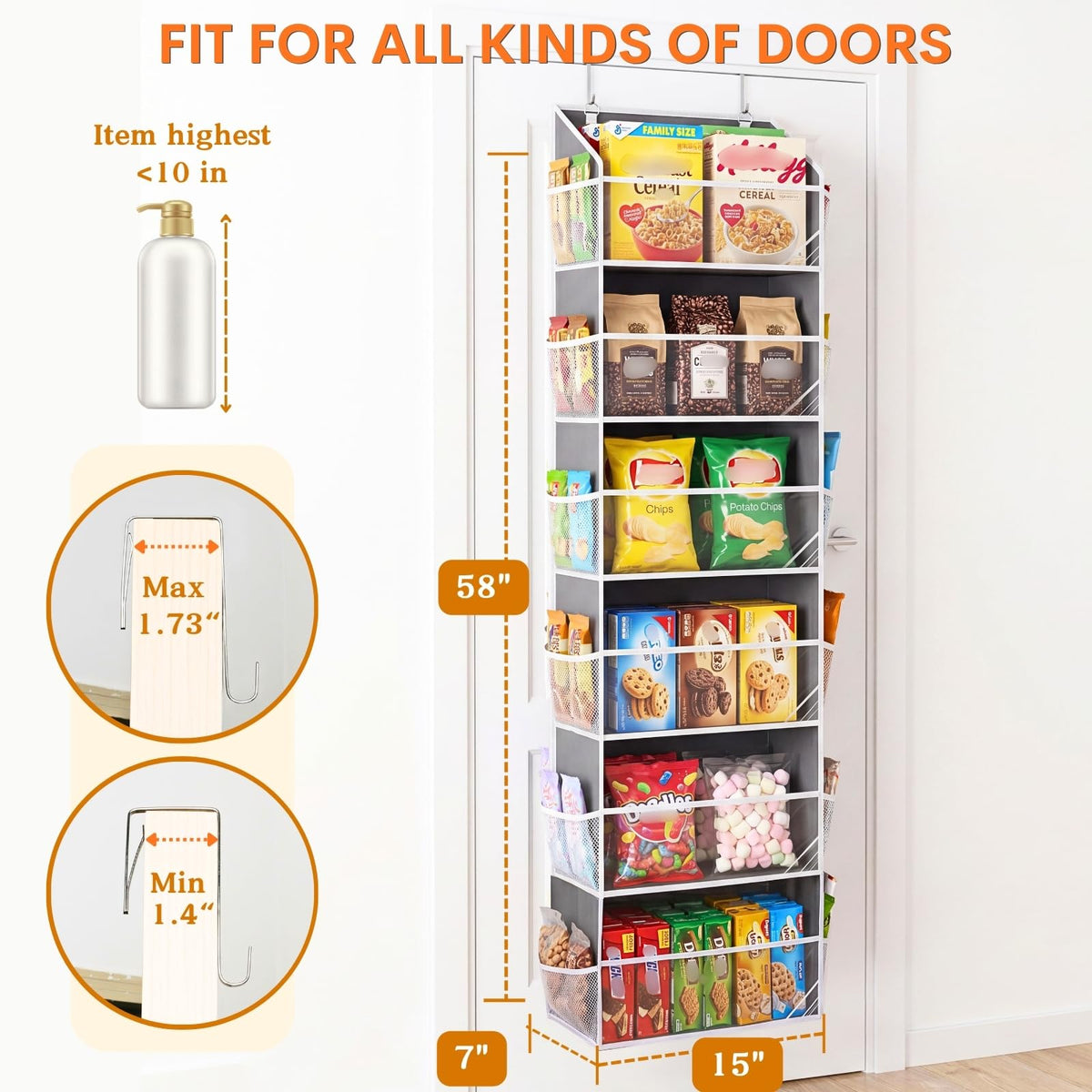 2 Pack Over Door Organizer with 6 Large Pockets