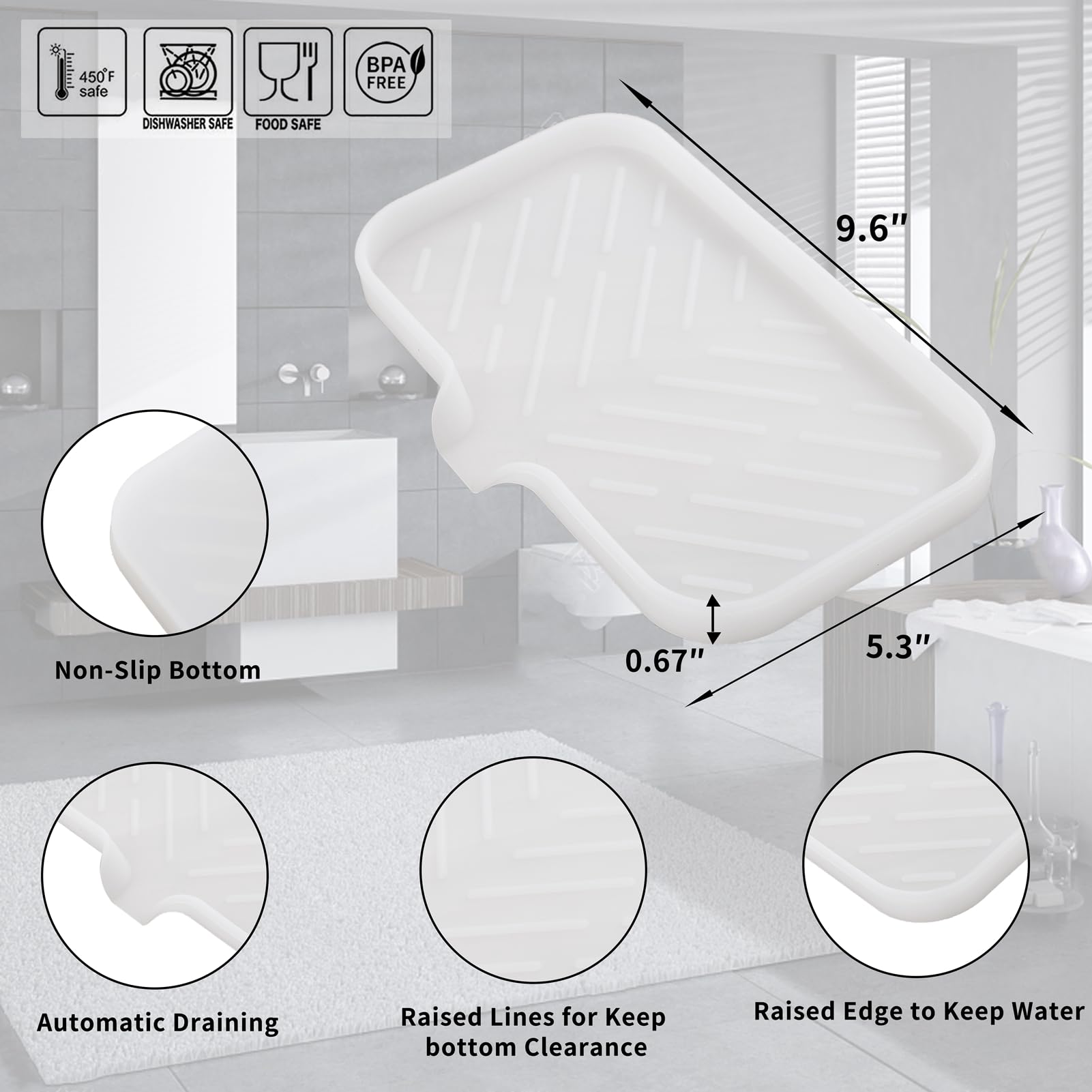 Silicone Soap Dish with Drain Spout