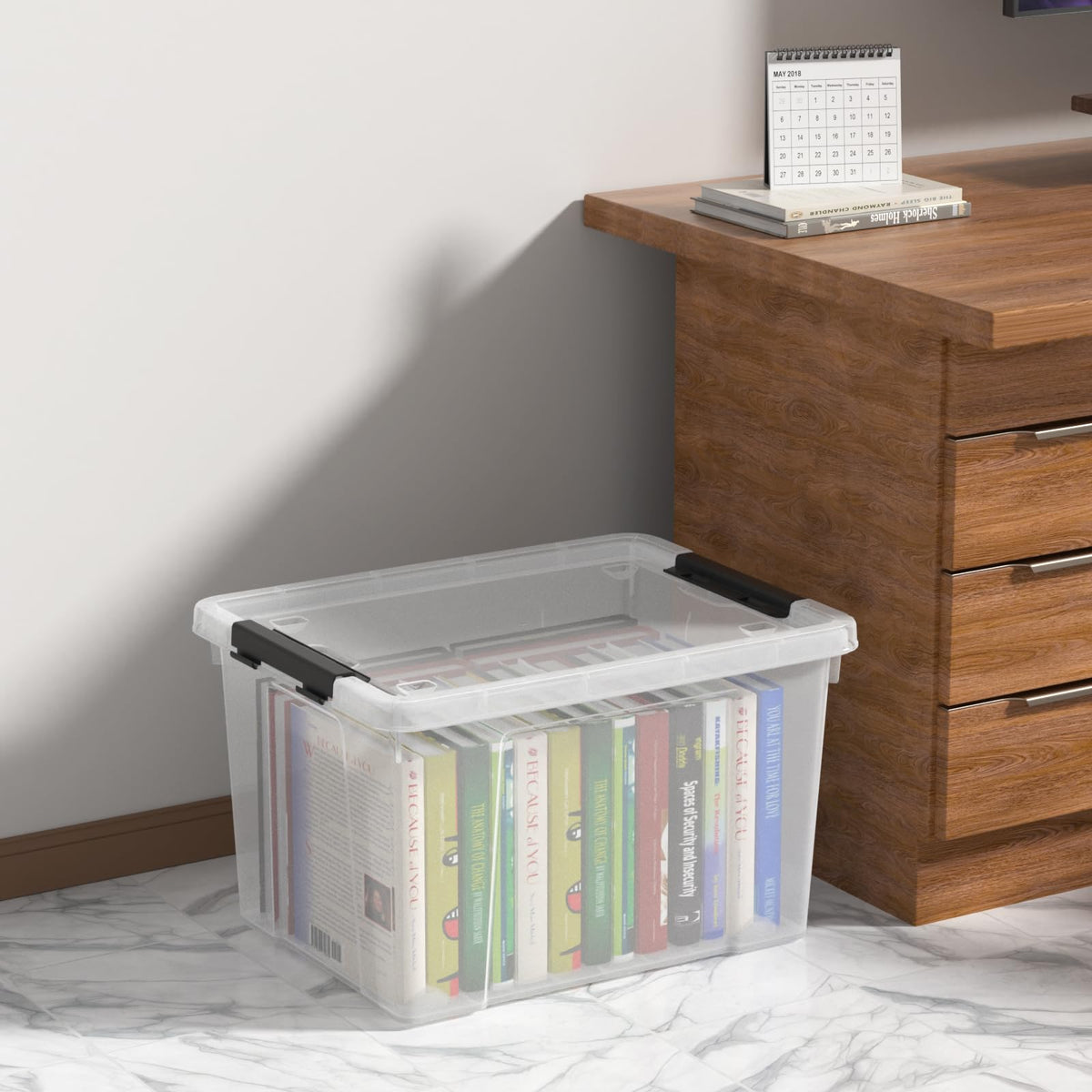 40 Quart Clear Latching Storage Bins with Wheels (4 Count)